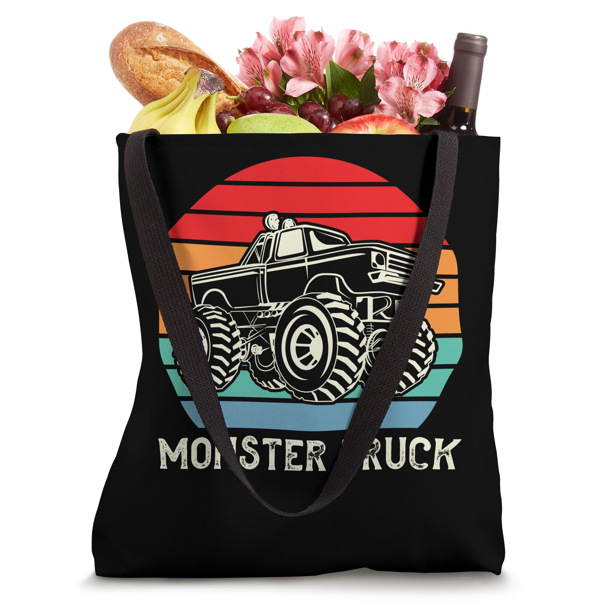 Stylish Monster Truck Sunset Tote Bag for Women - Durable Canvas Shopping Bag with Sunset Design - Perfect for Beach, Grocery Shopping & Daily Use