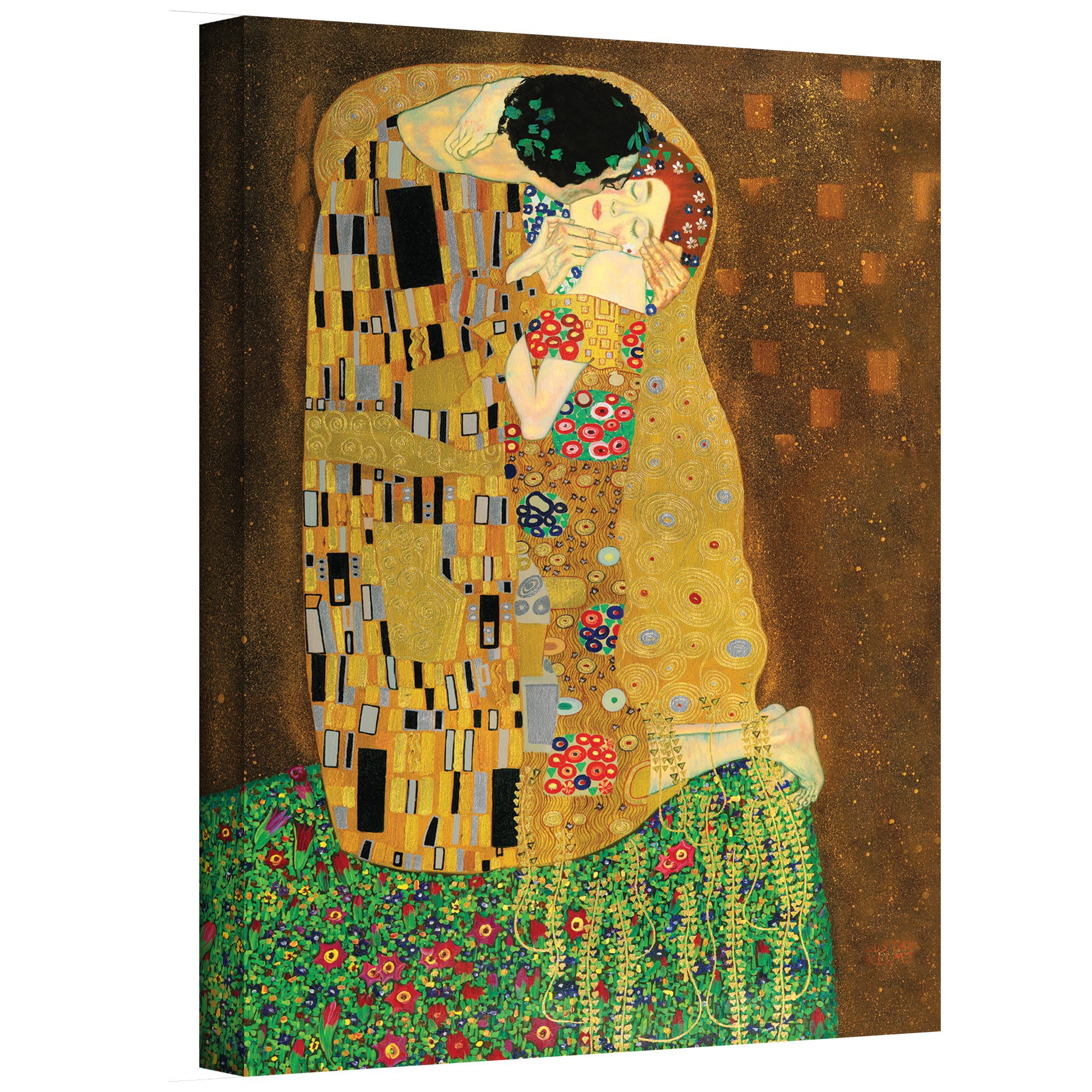 Gustav Klimt The Kiss Gallery Wrapped Canvas Art Print - Famous Romantic Oil Painting Reproduction for Living Room, Bedroom & Office Wall Decor