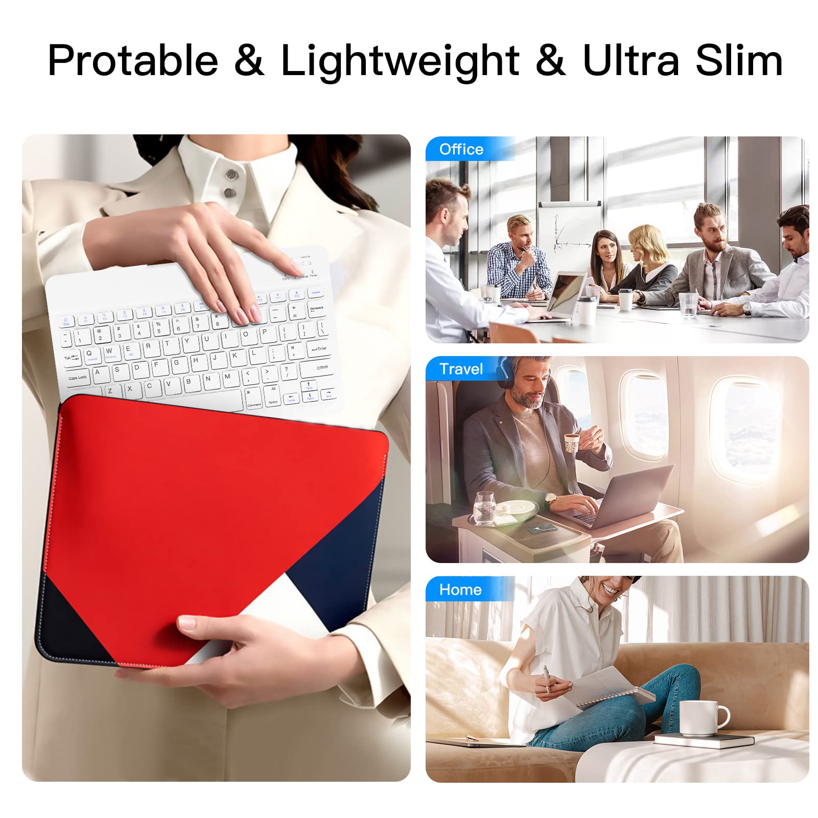 Ultra-Slim Wireless Bluetooth Keyboard - Rechargeable Bluetooth Keyboard for iPad Pro/Air/Mini (10th/9th/8th/7th/6th/5th Gen), iPhone, Android & Windows Devices | Portable for Office, Home & Travel Use