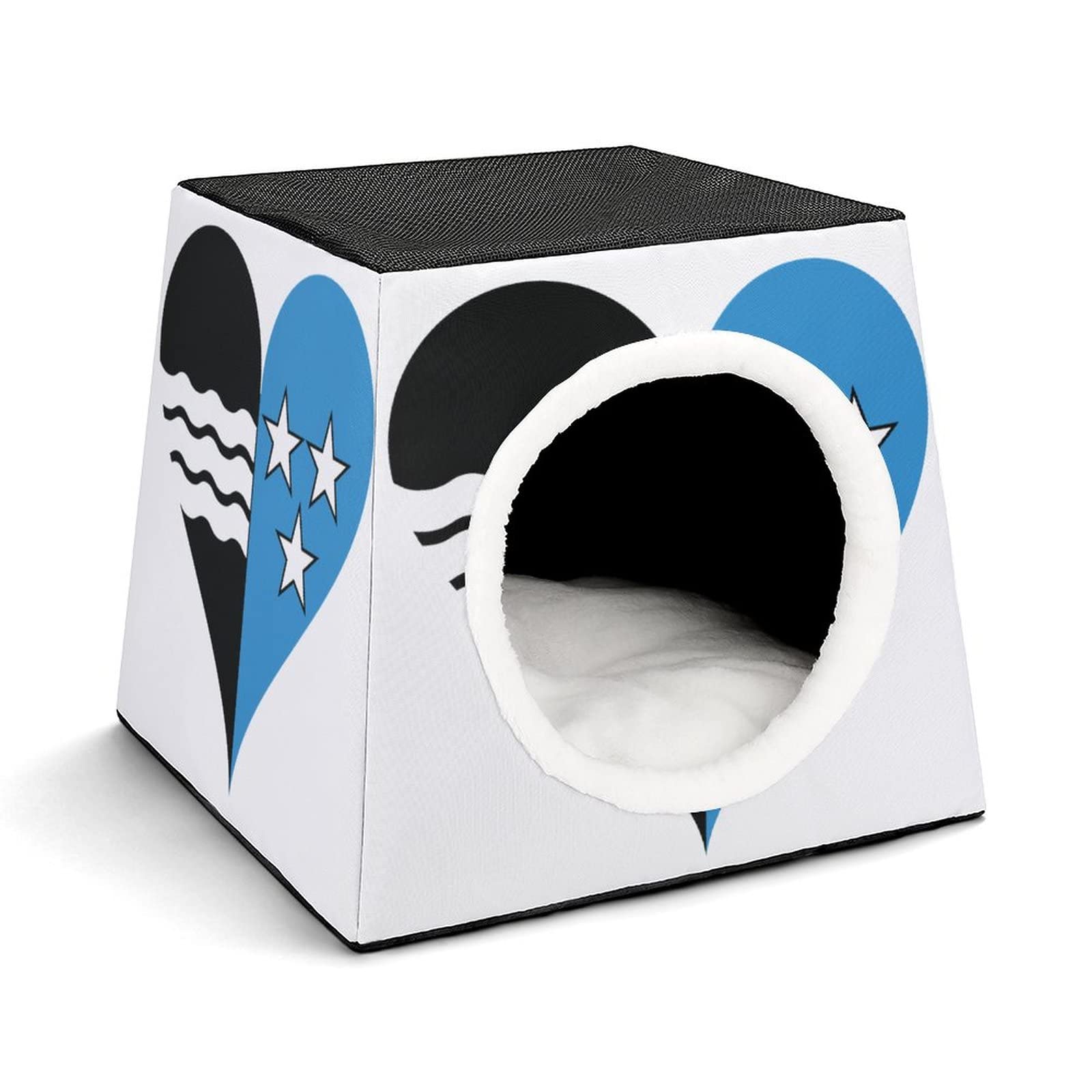 Multi-Functional Cat House & Bed - Soft Printed Cat Sofa Cube for Indoor & Outdoor Use - Cozy Kitty Shelter with Two-Tone Cardioid Design - Perfect for Napping, Playing & Relaxing at Home or in the Yard