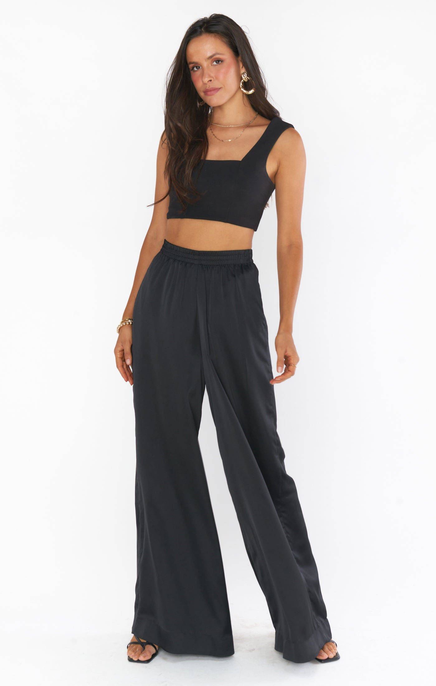 Ansley Crop Top - Black Stretch Fit Women's Fashion T-Shirt for Casual Wear, Gym & Street Style