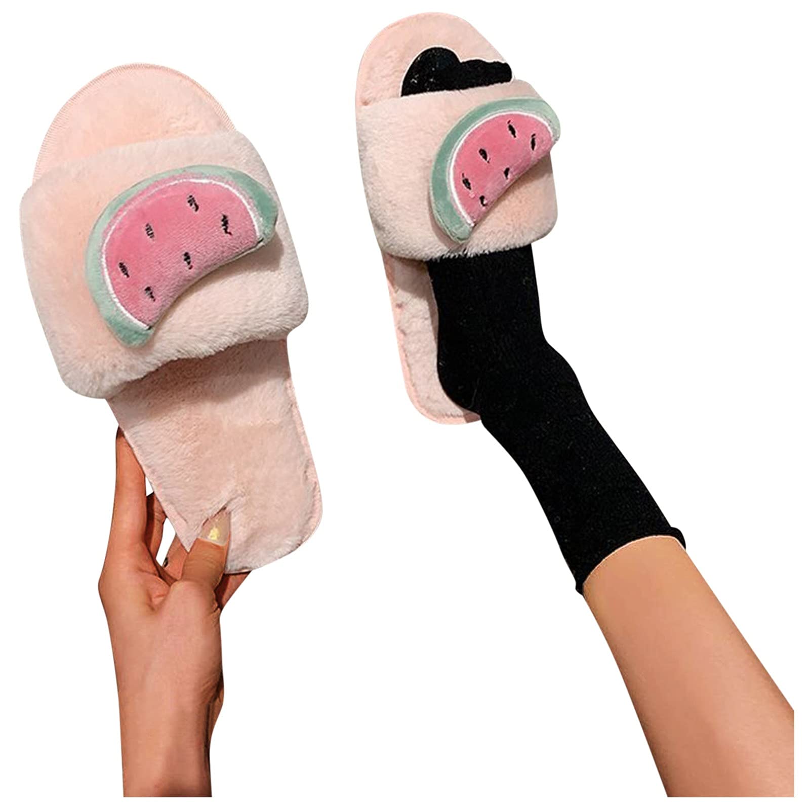 Gibobby Women's Fuzzy Fur House Slippers - Non-Slip Indoor/Outdoor Slide Sandals with Fluffy Comfort for Home, Garden & Casual Wear