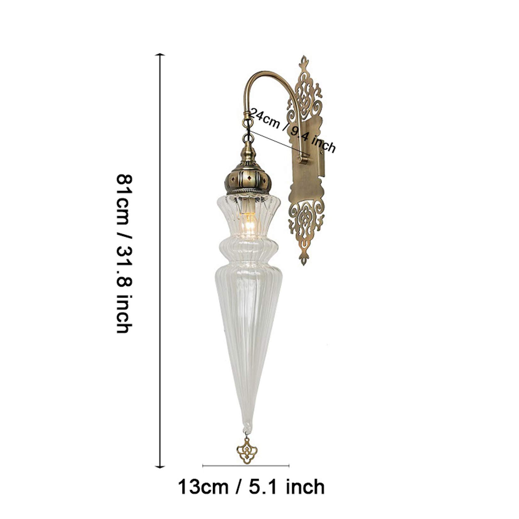 Turkish Bohemian Moroccan Glass Sconce Wall Lamp - Transparent White Lantern Light for Living Room, Bedroom, Hallway, Balcony, Cafe & Bar - Perfect for Ambient Lighting and Home Decor