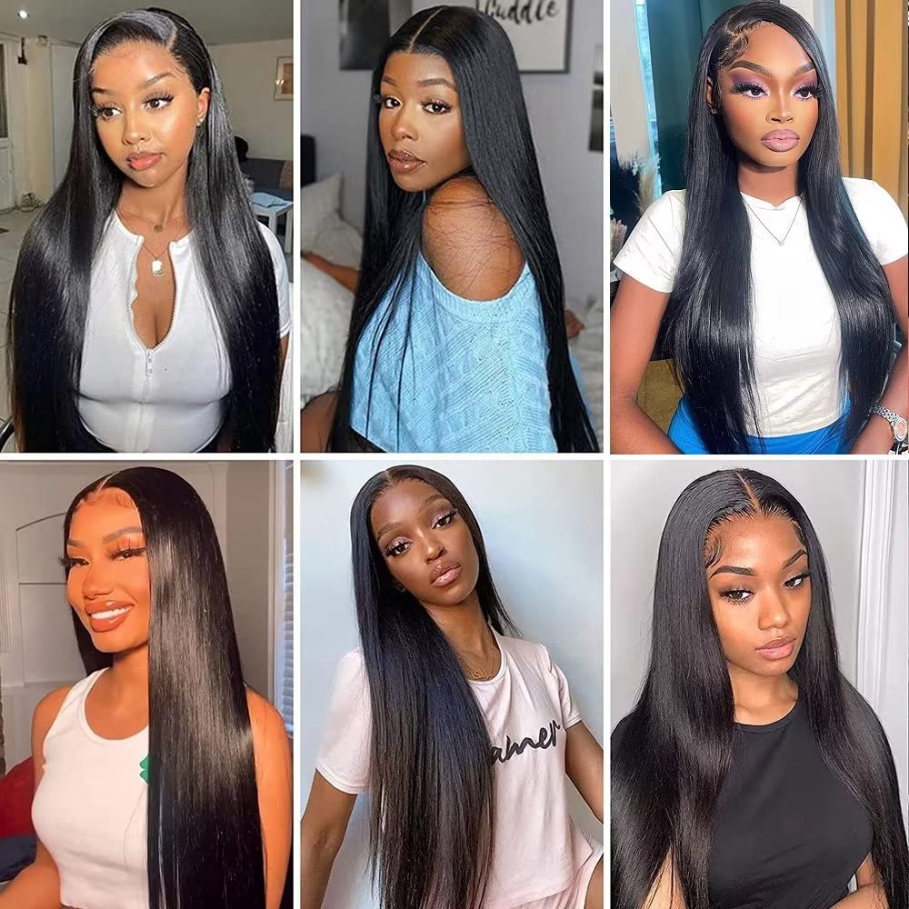 Lemoda 200 Density 13x6 Straight Full Lace Frontal Wigs Human Hair HD Transparent Lace Wig Pre Plucked Straight Lace Front Wigs for Black Women - 24 Inch Natural Color | Perfect for Daily Wear, Parties, Weddings & Special Occasions