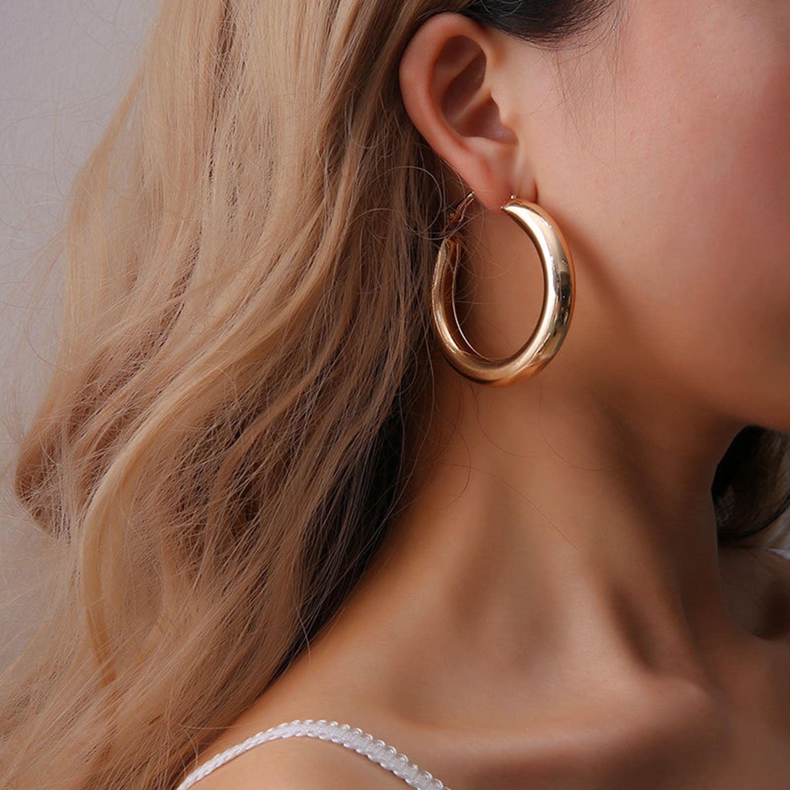 Boho Big Hoop Earrings - 24K Gold Plated Large Circle Earrings for Women | Punk, Vintage & Wedding Jewelry | Perfect for Daily Wear, Parties & Special Occasions