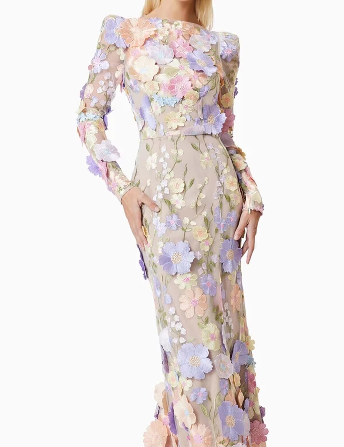 Elegant 3D Floral Embroidery Mermaid Prom Dress for Women - Long Sleeve Lace Bodycon Party Cocktail Mini Dress - Perfect for Homecoming, Evening Gala, and Special Occasions