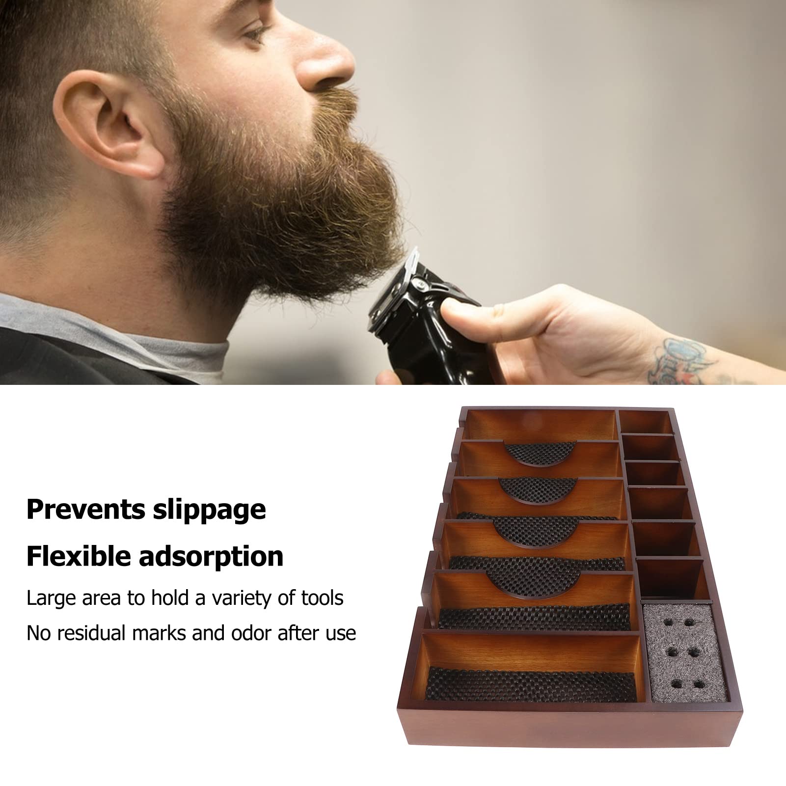 **Dioche Professional Barber Clipper Tray - Large Wooden Hair Clipper Organizer with Non-Slip Base for Salon & Home Use - Perfect for Stylists, Barbers & Personal Grooming**