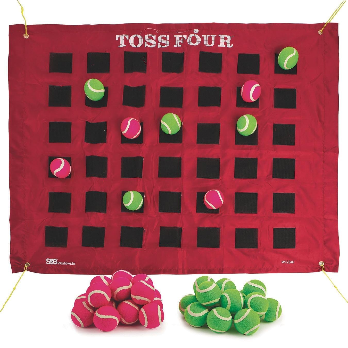 Toss Four Game Set with 4 Balls - Fun Outdoor Lawn & Backyard Party Game for Kids & Adults - Perfect for Picnics, BBQs, and Family Gatherings