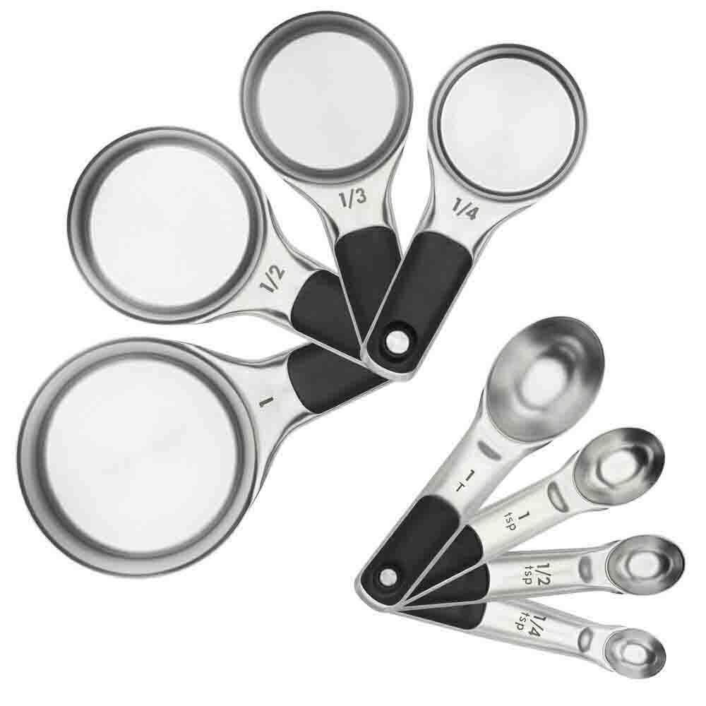 8-Piece Magnetic Stainless Steel Measuring Cup and Spoon Set - Kitchen Essentials for Baking, Cooking & Meal Prep - Perfect for Home Chefs & Professional Kitchens
