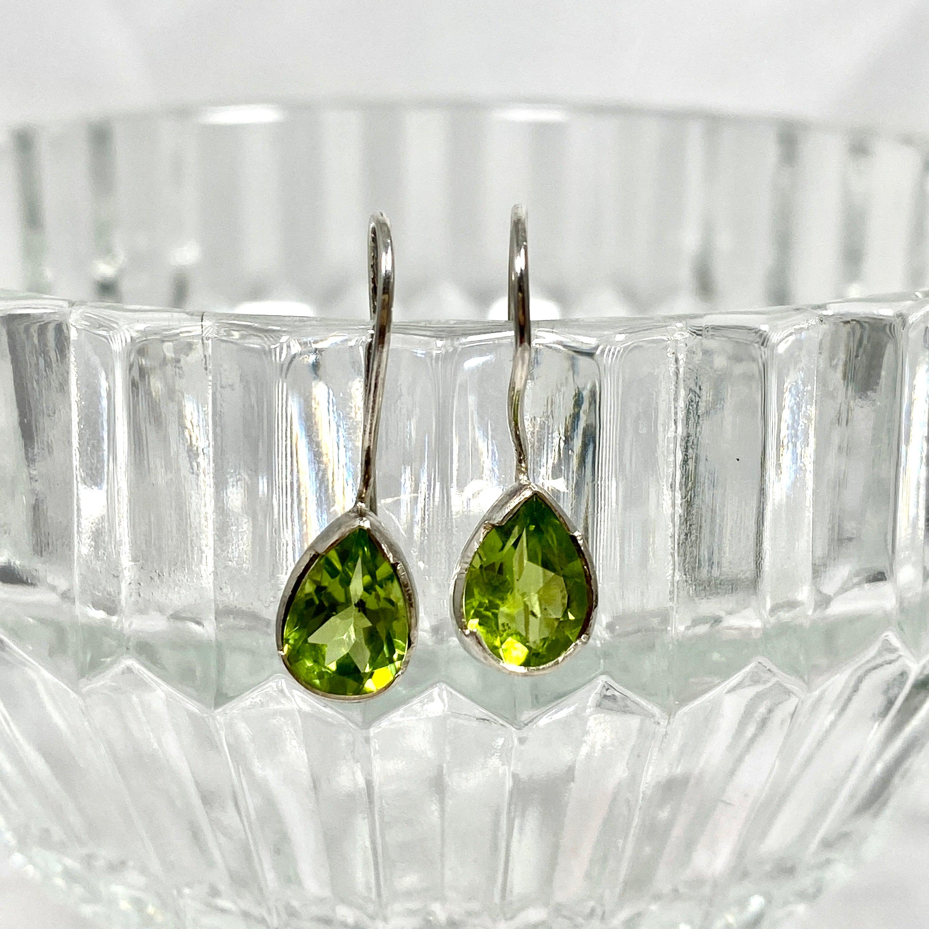 Peridot Faceted Teardrop Earrings - 14K Gold Plated Dangle Drop Earrings for Women, Gift for Her | Perfect for Weddings, Parties & Special Occasions