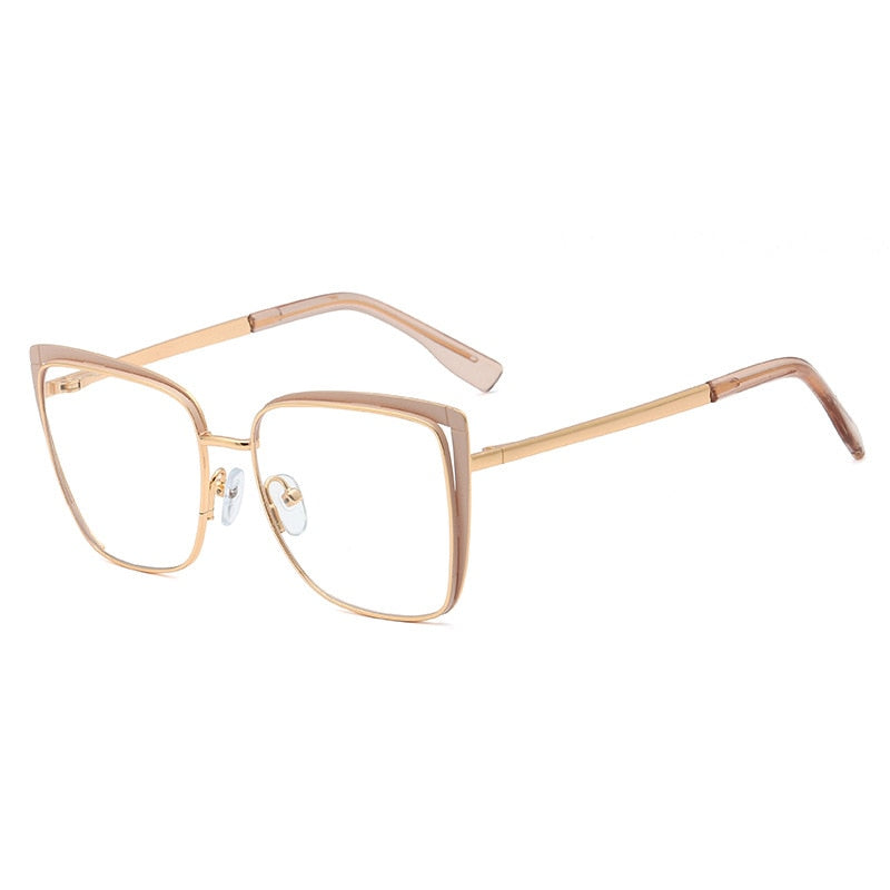 Stylish CCspace Unisex Square Cat Eye Eyeglasses - Lightweight Alloy Frame (Model 48324) | Perfect for Work, Reading & Fashion Accessories