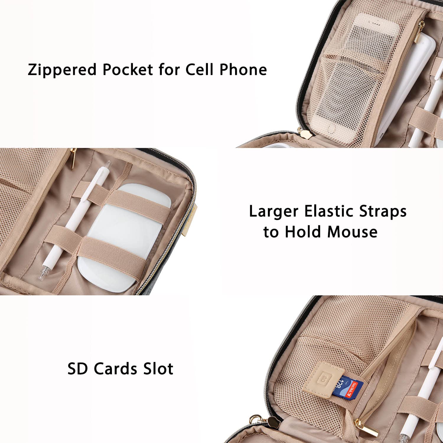 BAGSMART Travel Electronics Organizer Case - Grey Cable Organizer Bag for Phone, Charger, SD Cards & Travel Accessories | Perfect for Women's Travel Essentials, Business Trips & Daily Commute
