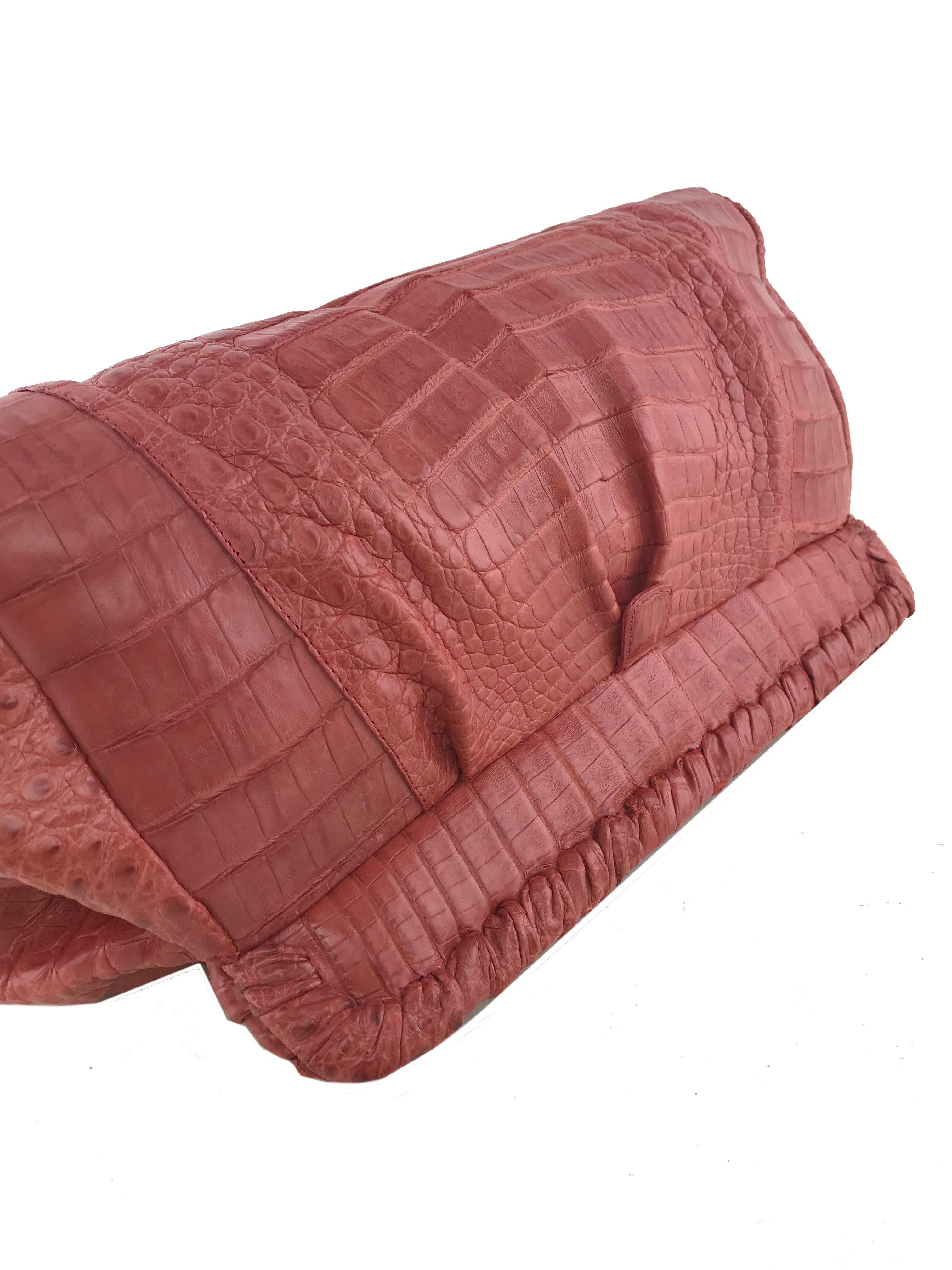 Nancy Gonzalez Genuine Crocodile Leather Pleated Oversized Clutch Bag for Women - Luxury Evening Bag for Parties, Weddings & Special Events