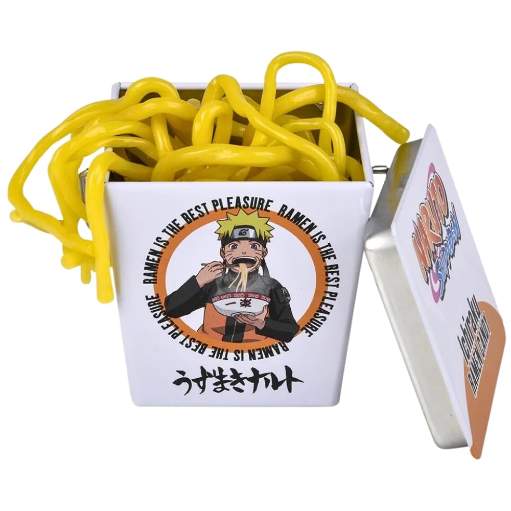 Naruto Shippuden Ichiraku Ramen Gummy Candy - Ramen Noodle Shaped Fruit Punch Flavored Sweets in Collectible Carry-Out Tin (1 Pack) - Perfect for Anime Fans, Cosplay Snacks & Japanese Culture Enthusiasts