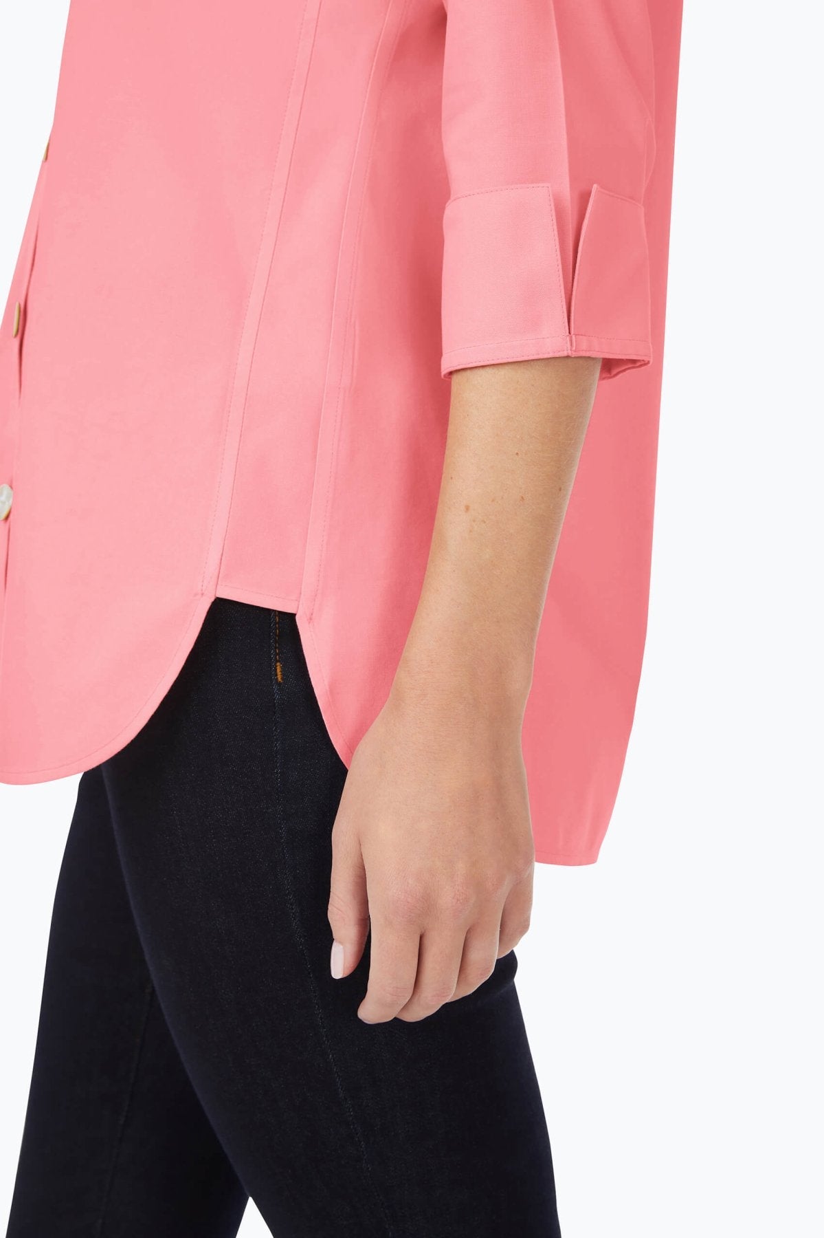 Pandora No Iron Pinpoint 3/4 Sleeve Tunic Shirt - Wrinkle-Free Women's Blouse for Work & Casual Wear | Perfect for Office, Travel & Everyday Outfits