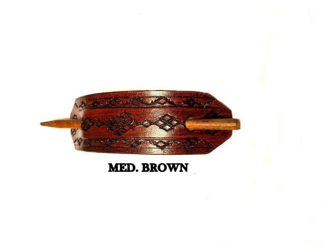 Handmade Leather Hair Clip Barrette - Genuine Leather Ponytail Holder with Stick - Handcrafted Hair Accessories for Women (4 Colors) - Perfect for Office, Weddings & Everyday Styling - BT2008