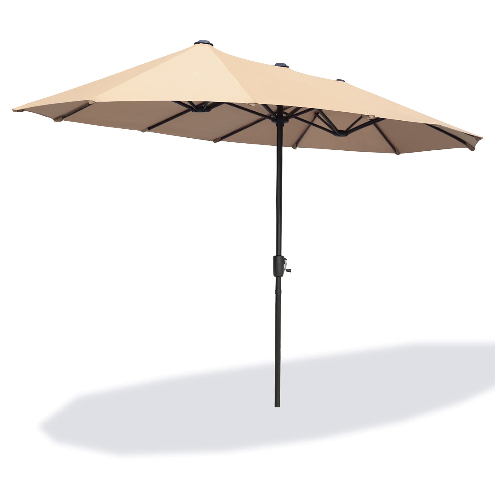 FREE SOLDIER 13FT Double-Sided Patio Umbrella - Extra Large Outdoor Market Umbrella with Easy Crank Handle, Beige - Perfect for Backyard, Poolside, Restaurant & Outdoor Dining Areas