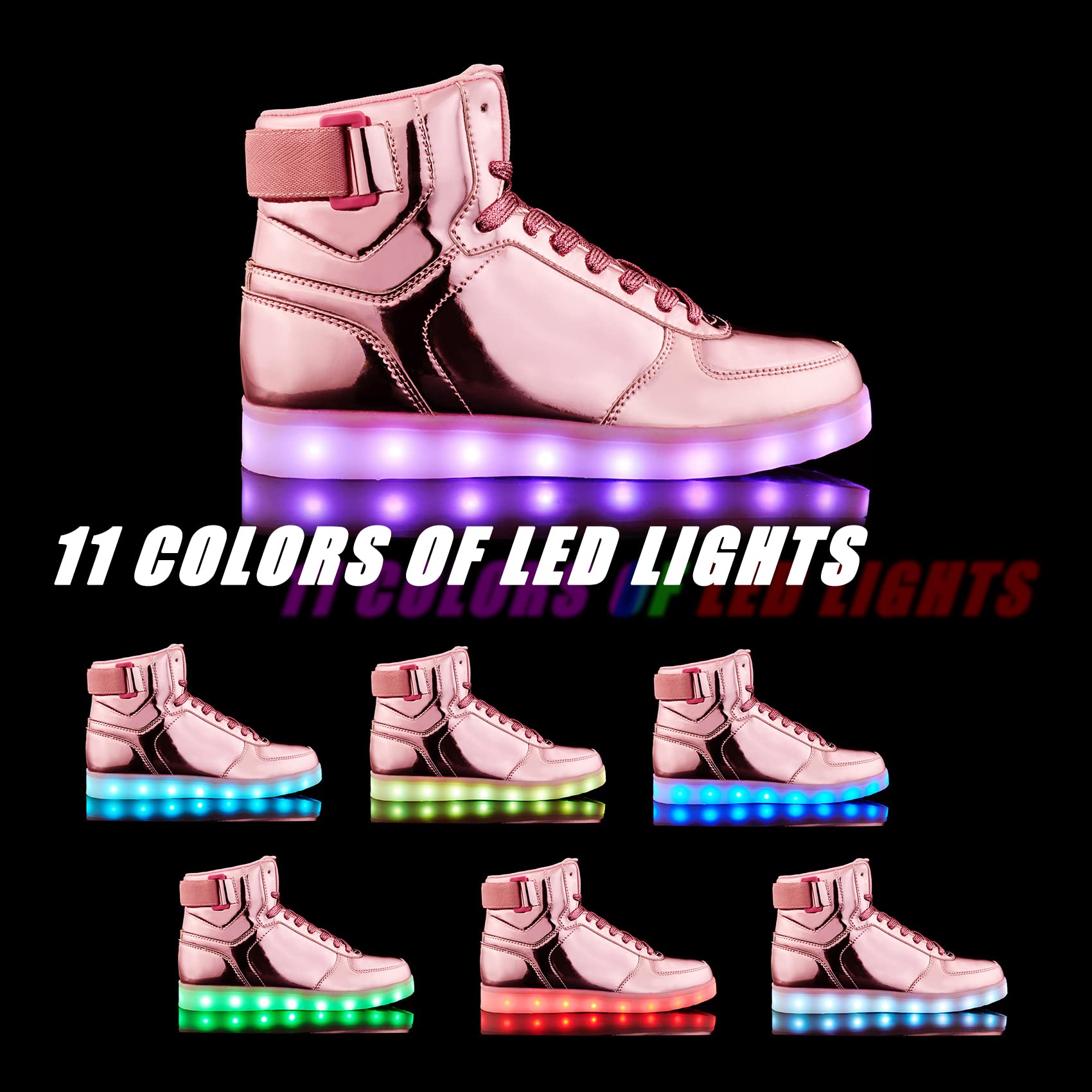DIYJTS Unisex LED Light Up Sneakers - USB Rechargeable High Top Glowing Shoes for Men, Women & Teens | Perfect for Night Running, Raves, Parties & Festivals