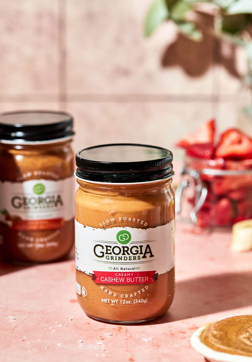 Georgia Grinders Creamy Cashew Butter 12oz (6 Pack) - Smooth Gourmet Cashew Spread, Whole30 Approved, Keto & Vegan Friendly, No Sugar or Additives, Non-GMO, Gluten Free - Perfect for Smoothies, Toast & Healthy Snacking