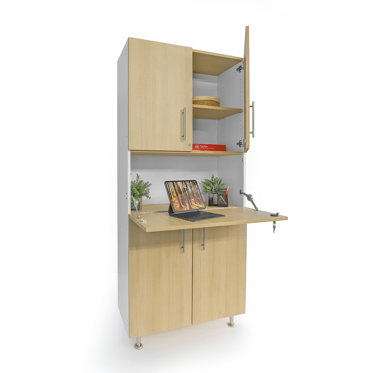 Elevated™ Adjustable Height Workstation Cabinet WB1954 - Ergonomic Office Desk Organizer for Home & Office Workspaces
