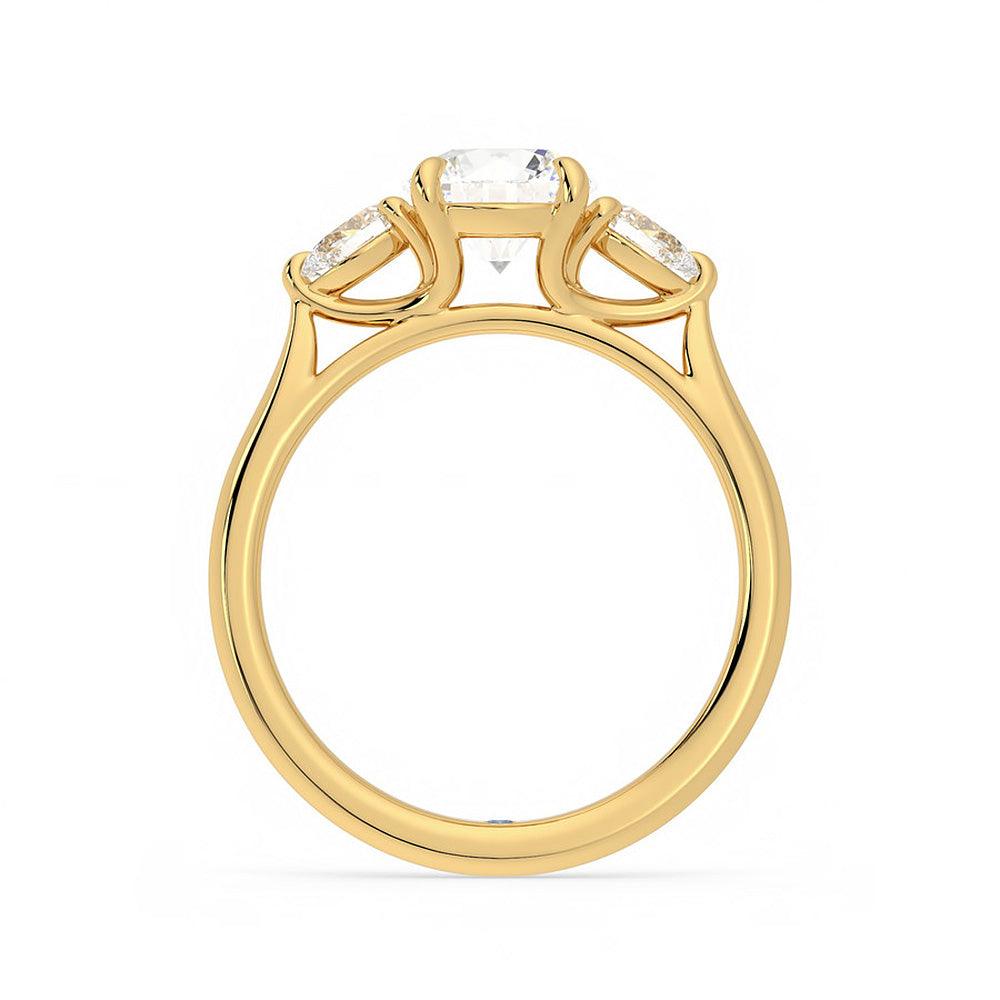 Exquisite Round Cut Three Stone Moissanite Engagement Ring with Hidden Anniversary Accent - Perfect for Proposals, Weddings & Anniversary Gifts
