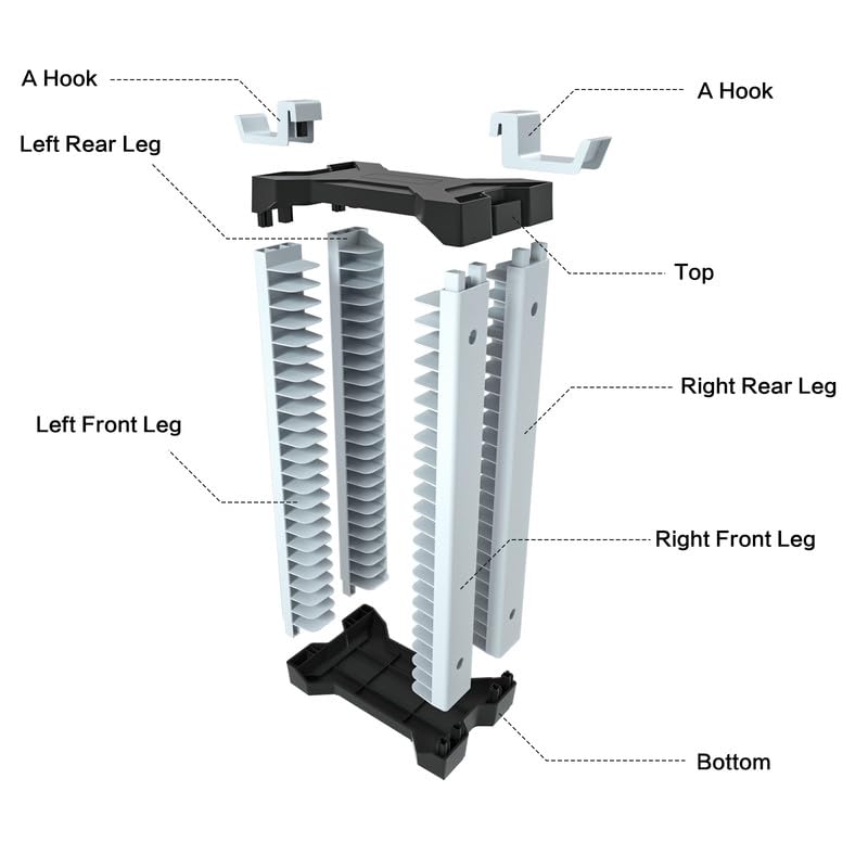 ECHZOVE Video Game Storage Tower - Vertical or Horizontal Organizer for PS5, PS4 & Xbox Games - Holds Up to 46 Disc Cases with 2 Headset Hooks - Perfect for Gaming Room Organization & Console Setup