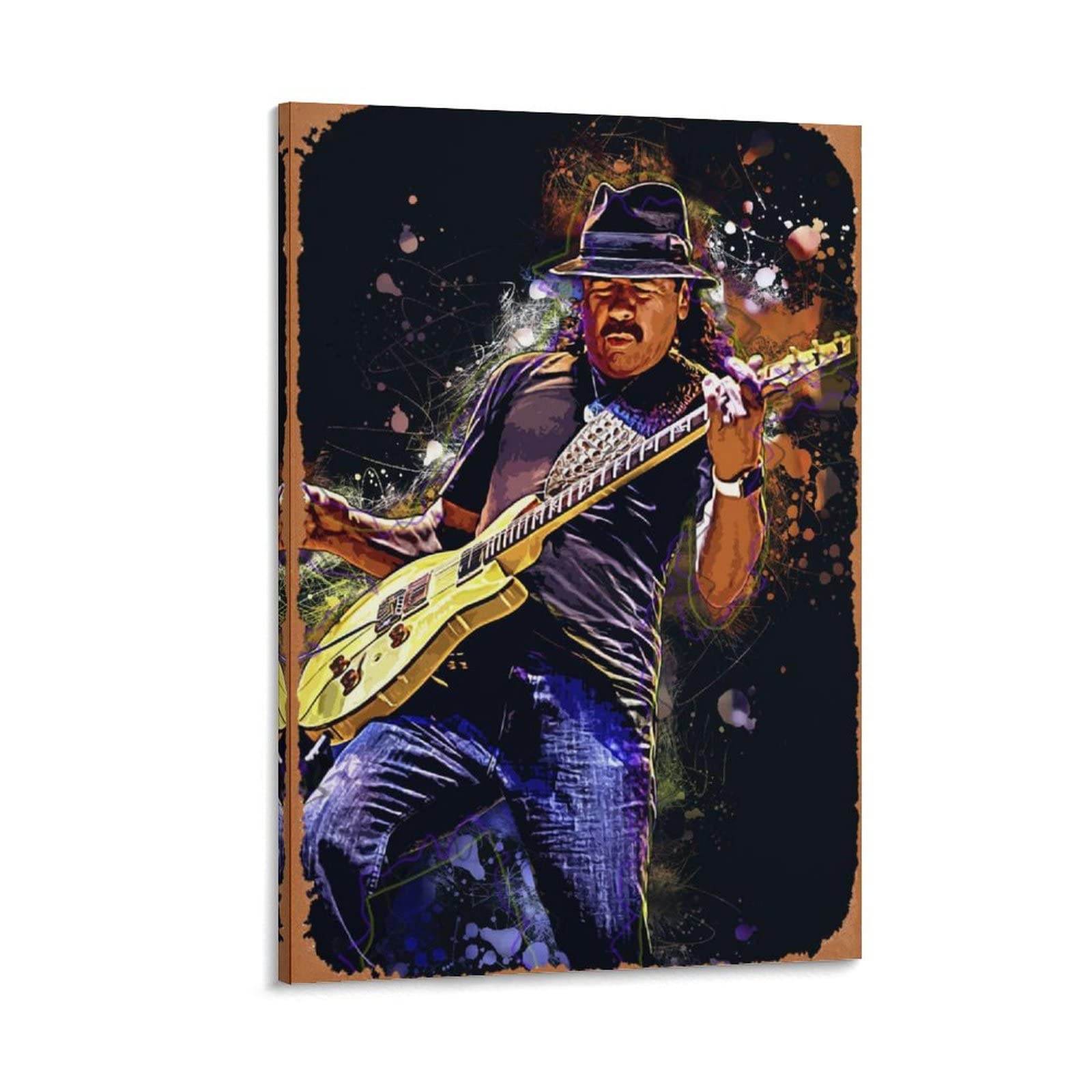 Carlos Santana Famous Musician Classic Portrait Canvas Wall Art Print - Premium 24x36 inch (60x90cm) Framed/Unframed Poster for Home, Office & Music Room Decor - Perfect Gift for Music Lovers & Santana Fans