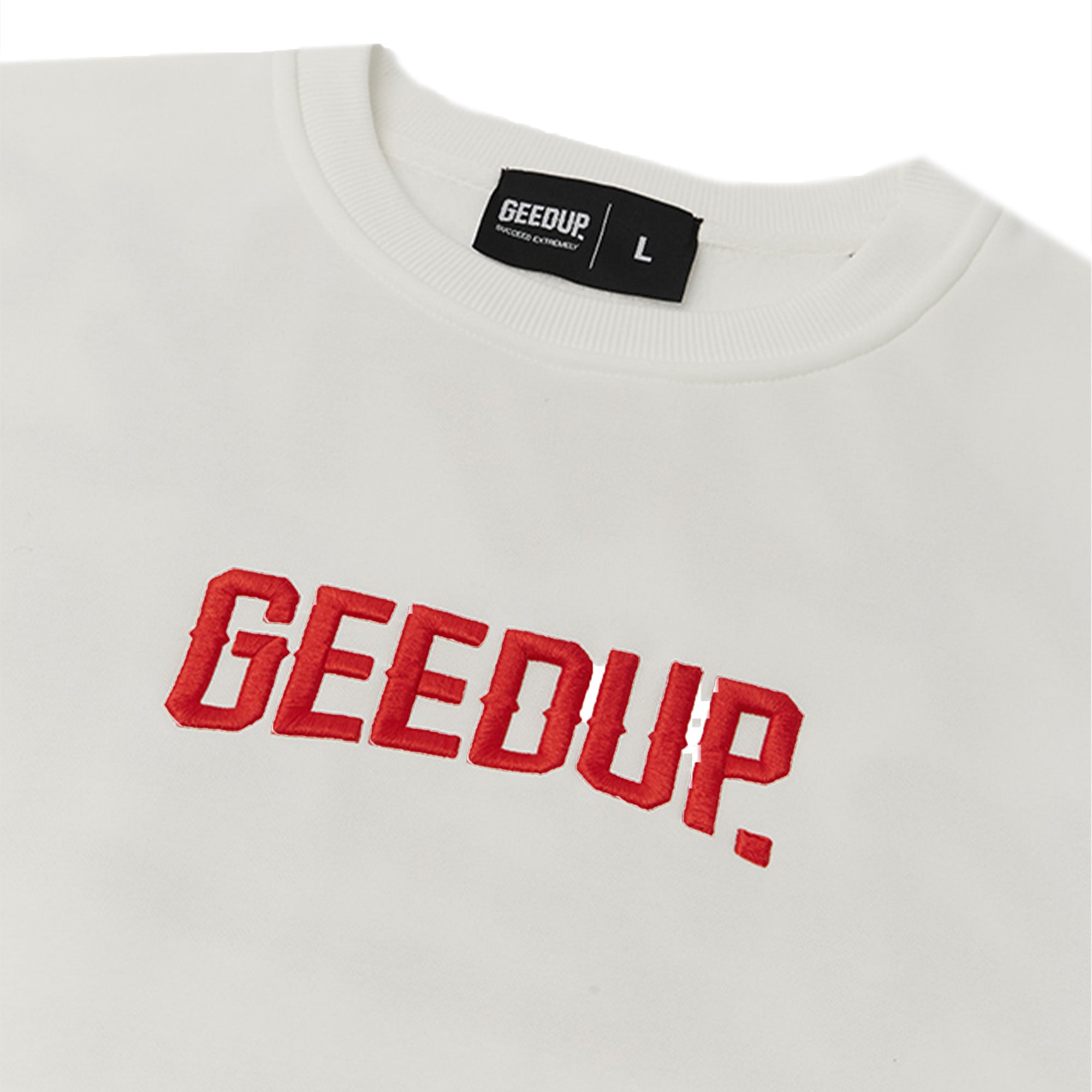 Geedup Always Neighbourhood Crewneck Sweatshirt - White & Red Colorblock Streetwear (2024) | Casual Urban Outfit for Men & Women | Perfect for Street Style, College Wear and Everyday Comfort