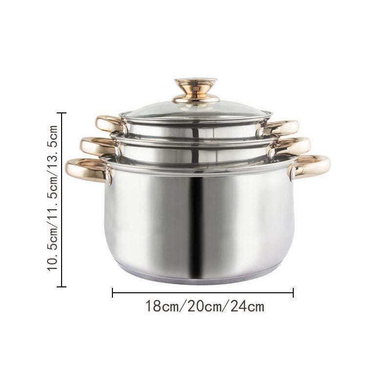 12-Piece Stainless Steel Cookware Set - Stock Pot, Saucepan, Casserole & Kettle for Professional & Home Kitchens | Perfect for Boiling, Stewing, Frying & Slow Cooking
