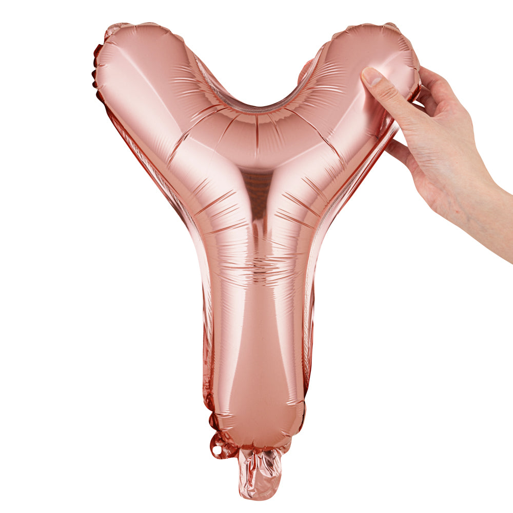 Rose Gold Mylar Letter Y Balloon - 16 Inch Large Foil Balloon for Birthday Party Decorations, Baby Shower, Wedding, Anniversary & Graduation Celebrations