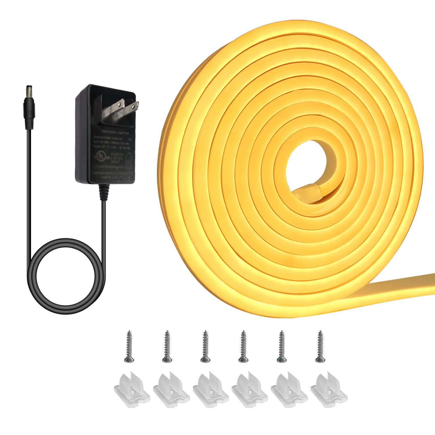 Yeewhale 10ft Neon LED Rope Lights - IP65 Waterproof, Flexible 12V LED Strip Lights for Bedroom, Outdoor, Party & Home Decor (Yellow) | Perfect for Wall Accents, Garden Lighting & Holiday Displays