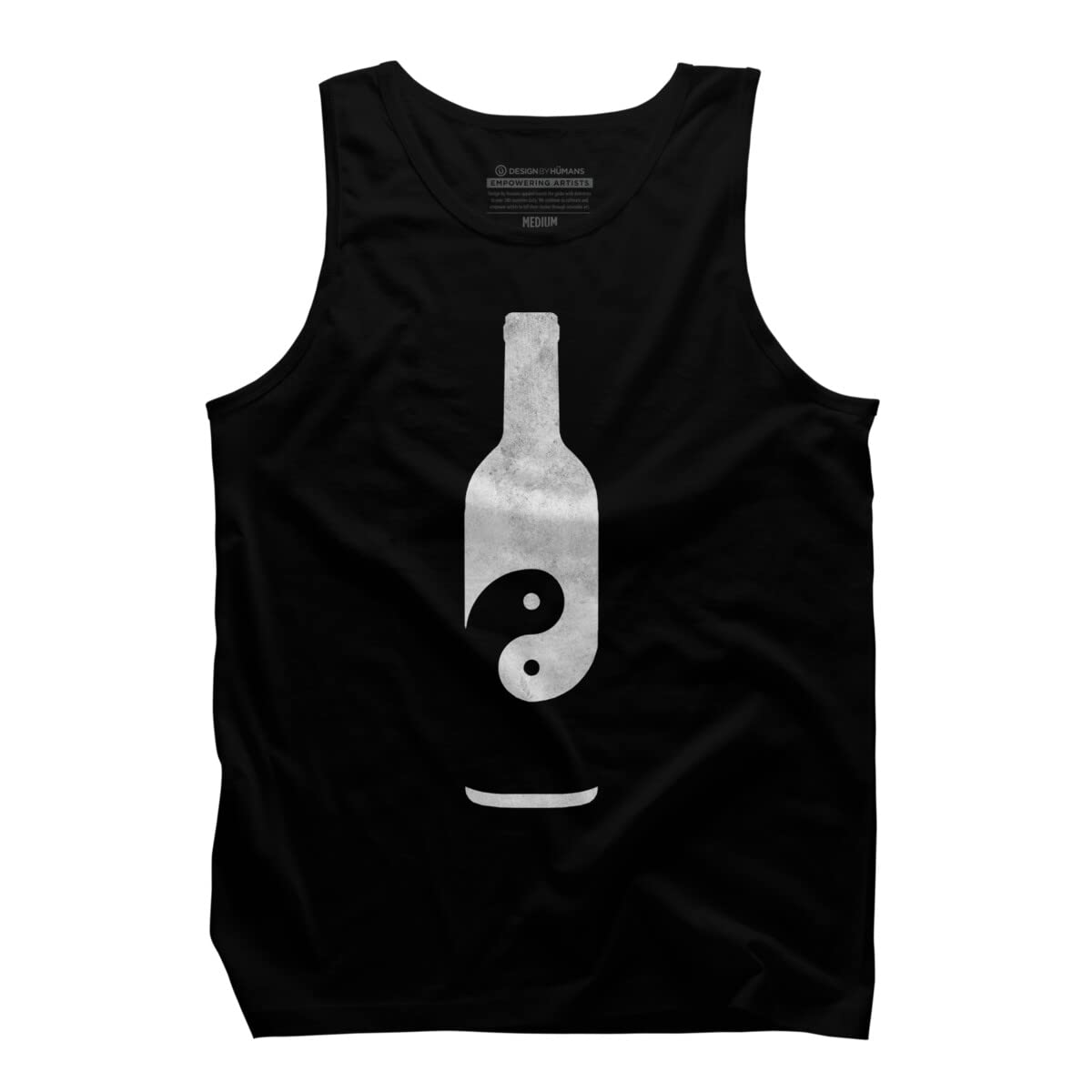 Design By Humans Men's Taoist Wine White Graphic Tank Top - Soft Cotton Casual Tee for Summer Outfits, Gym & Lounge Wear