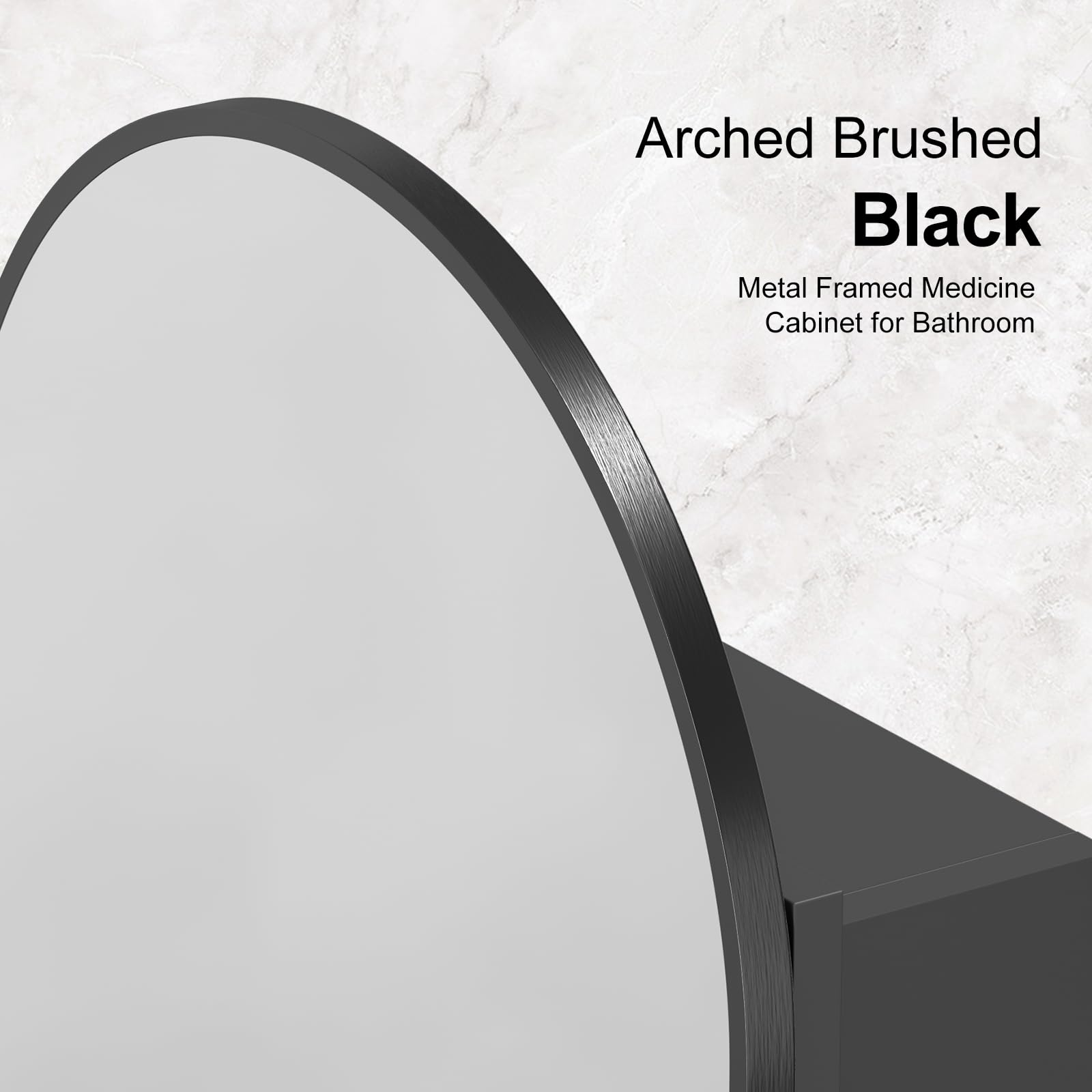Recessed Medicine Cabinet with Mirror - 20x30 Inch Brushed Black Wall-Mounted Bathroom Storage Cabinet | Arched Design for Modern Bathrooms, Vanities & Powder Rooms