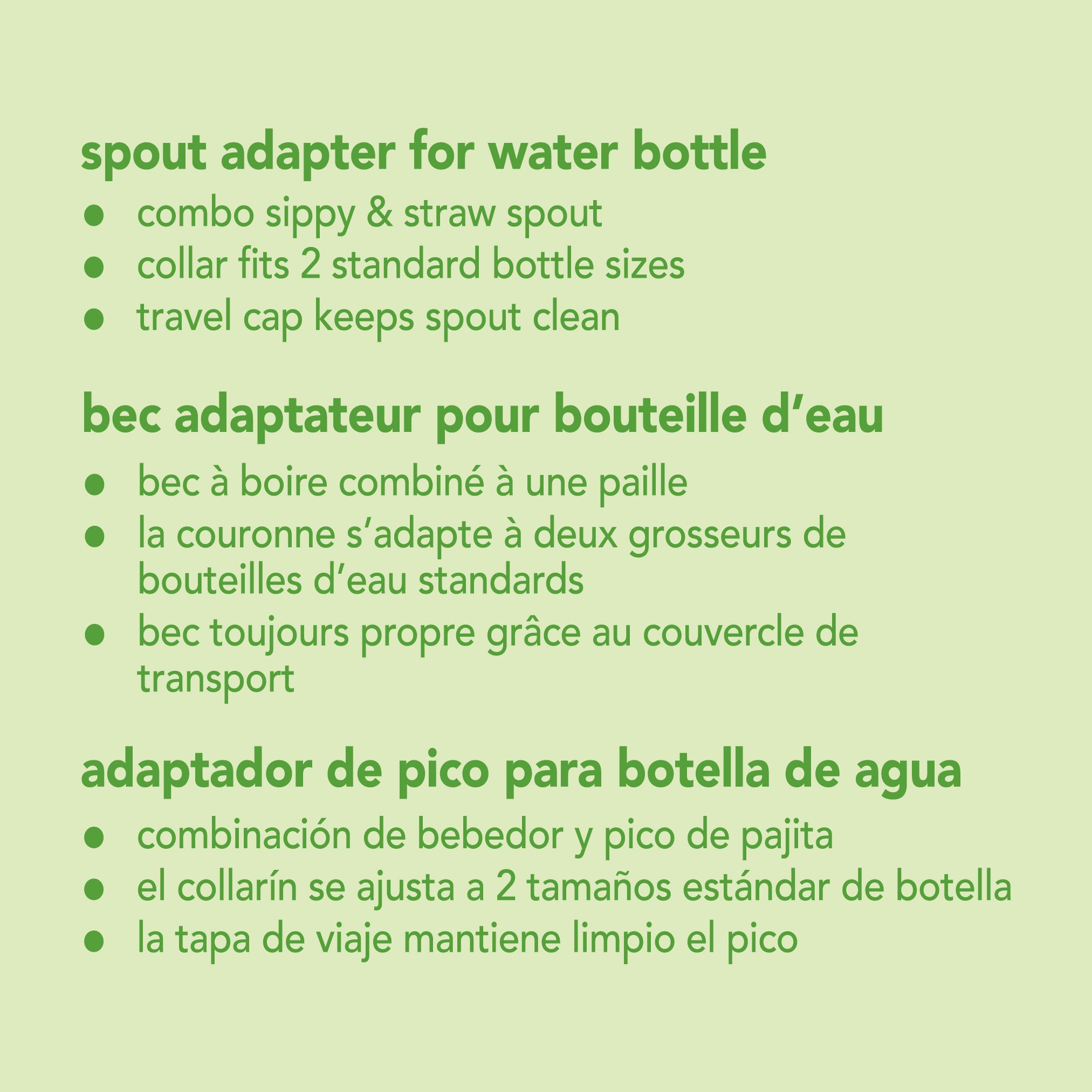 Green Sprouts Spout Adapter for Water Bottles - BPA-Free Baby Bottle Drinking Spout - Perfect for Toddler Sippy Cups, Sports Bottles & Hydration On-The-Go