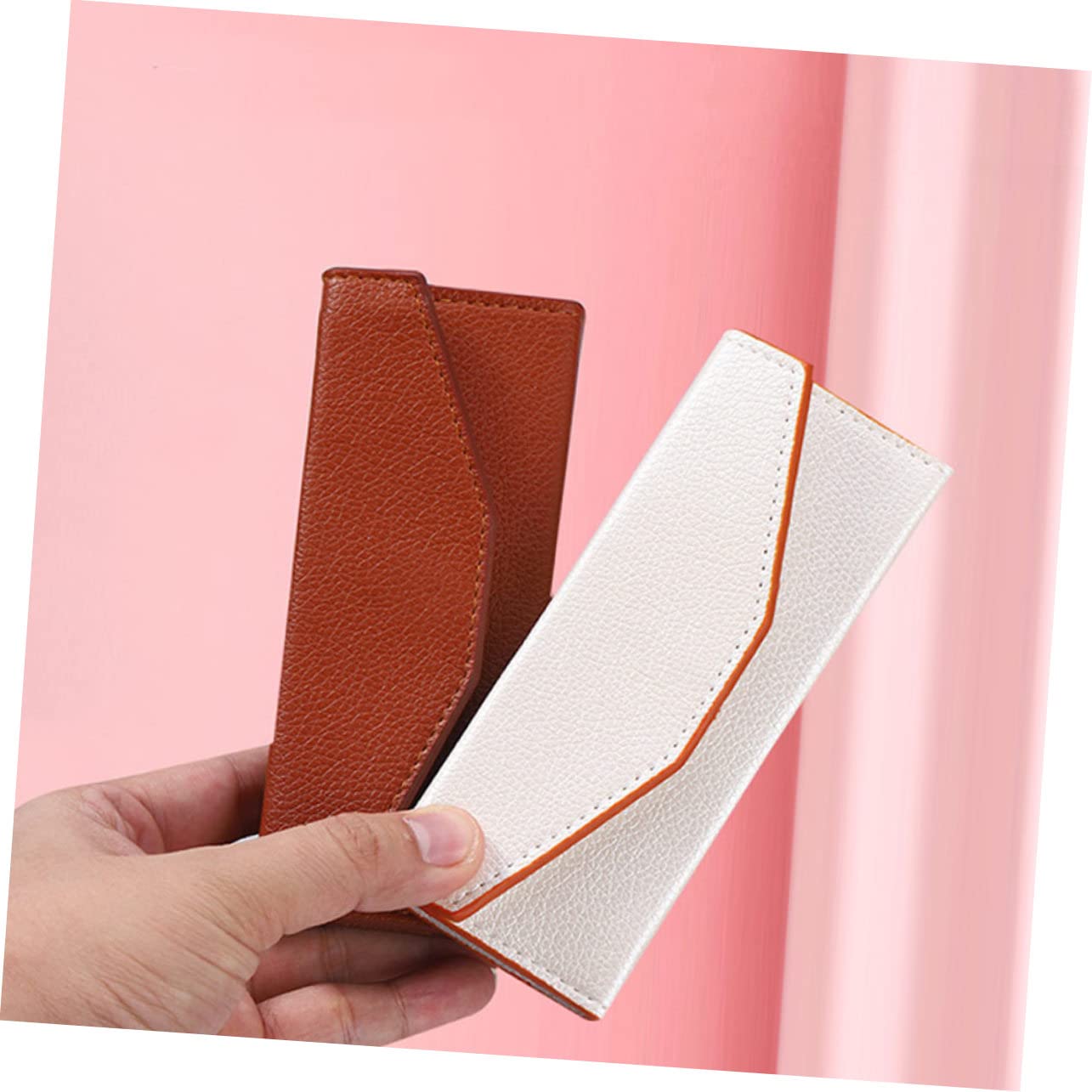2-Piece Orange PU Storage Box Set - Tweezer & Eyeglass Carry Case, Beauty Tool Organizer for Tweezers, Lashes & Clips | Perfect for Travel, Salon & Home Organization