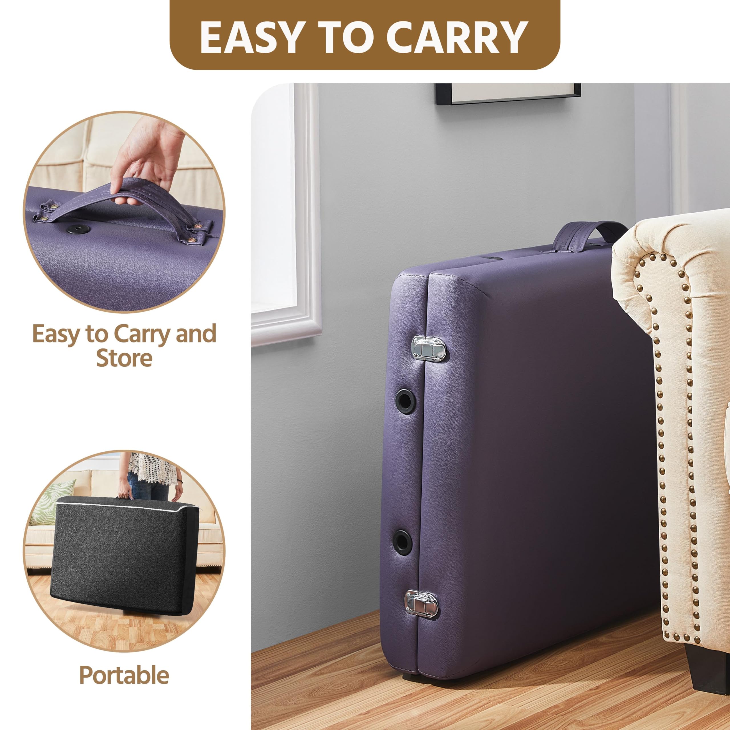 Yaheetech Portable Massage Table - Foldable Spa Bed for Lash Extensions & Facials, Adjustable 2-Fold Design with Non-Woven Carrying Bag, 24 Inch (Lavender) - Perfect for Home Spa, Salon & Mobile Beauty Services