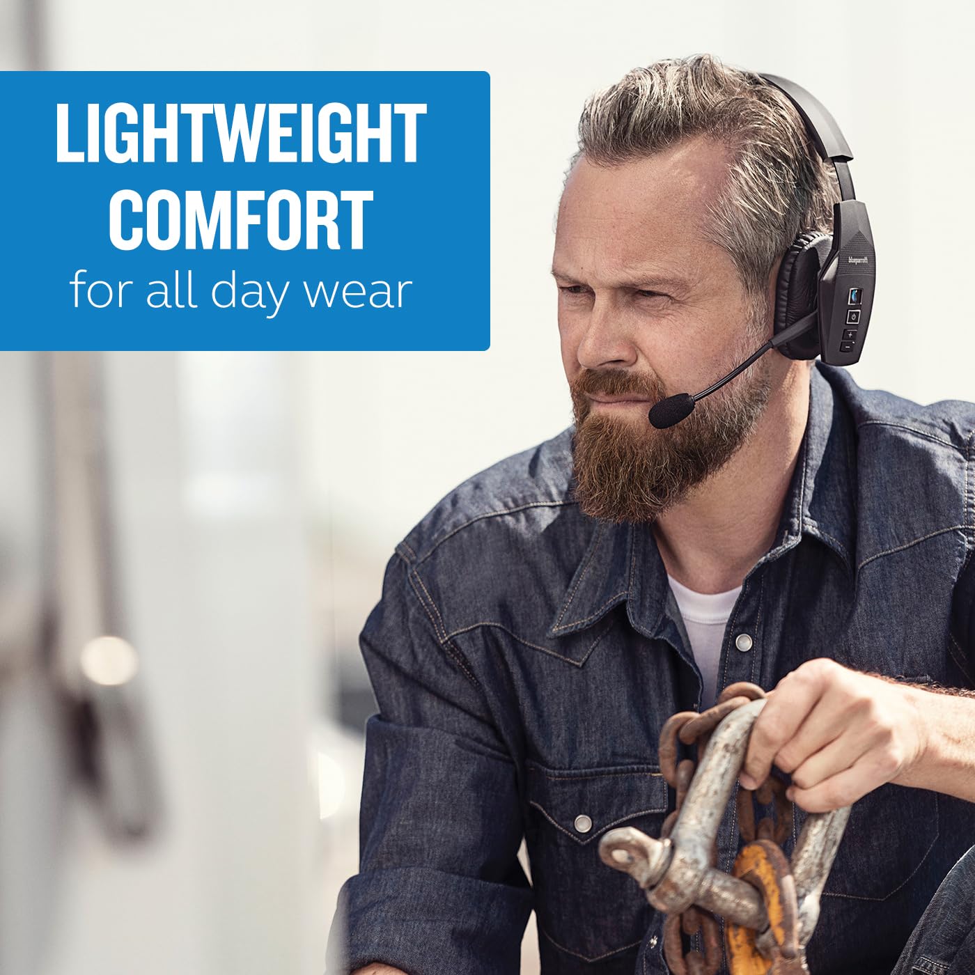 BlueParrott B550-XT Mono Bluetooth Wireless Headset with 96% Noise Cancellation - Over-Ear Trucker Headphones with Mic, 100% Voice Control, IP54 Waterproof Rating, 24-Hour Battery Life (Black) - Perfect for Truck Drivers, Call Centers & Noisy Work Environments