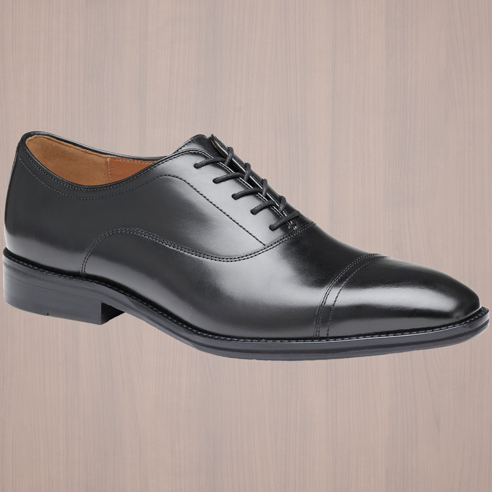 Premium Sullivan Cap Toe Dress Shoes - Black Italian Calfskin Leather for Men | Formal Business & Wedding Occasions