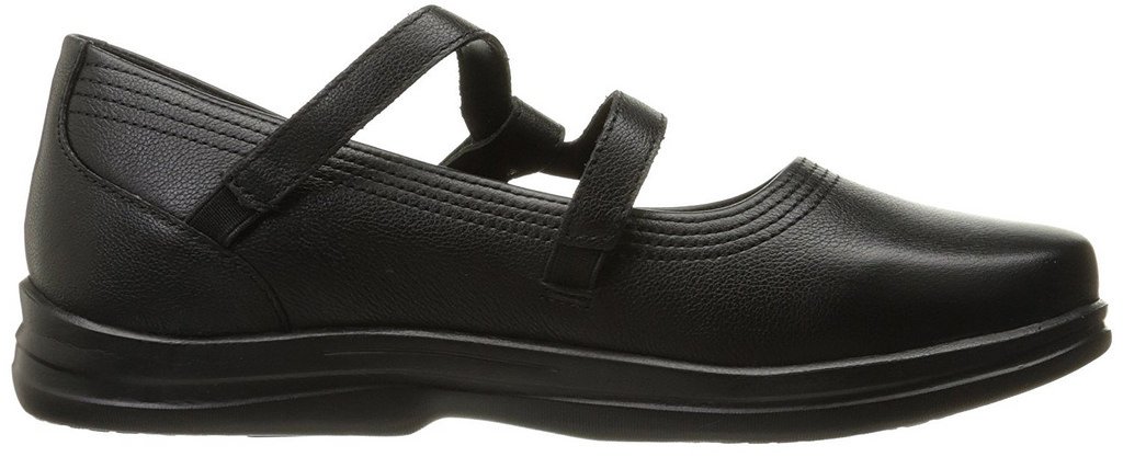 Women's Apex Petals - Janice Black Mary Jane Flat Shoes, Wide Width 5 US, Comfortable & Stylish for Work, Office & Casual Wear