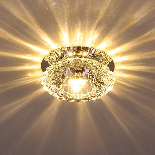 SXNING 3W LED Ceiling Light - Crystal Chandelier for Living Room, Corridor & Aisle - Warm White Lighting - Perfect for Home, Hotel & Office Decor