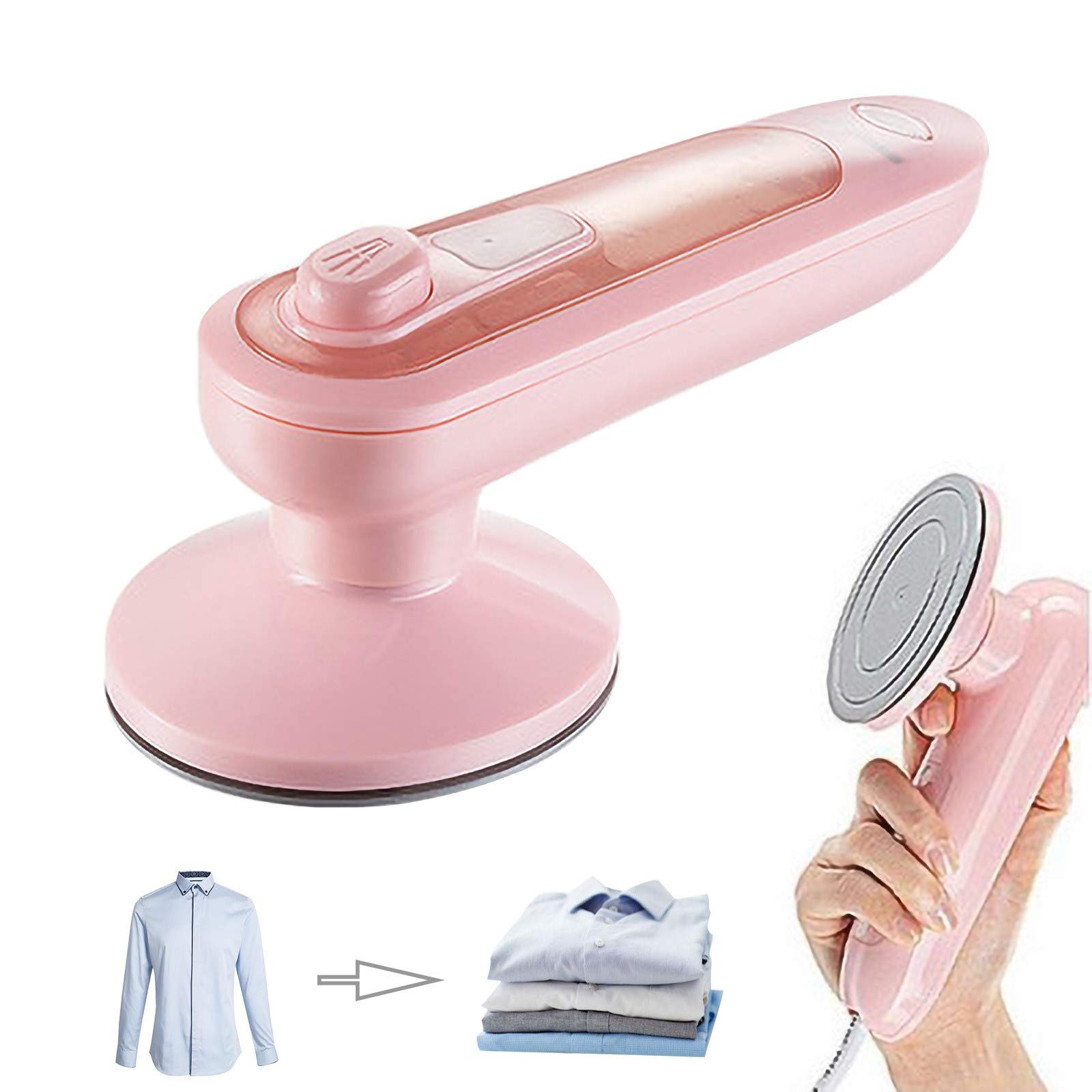 Lapirek Portable Handheld Steam Iron for Clothes - Fast Heating, Adjustable Temperature Control, Lightweight & Compact Design (Pink) - Perfect for Travel, Home Use, and Quick Wrinkle Removal