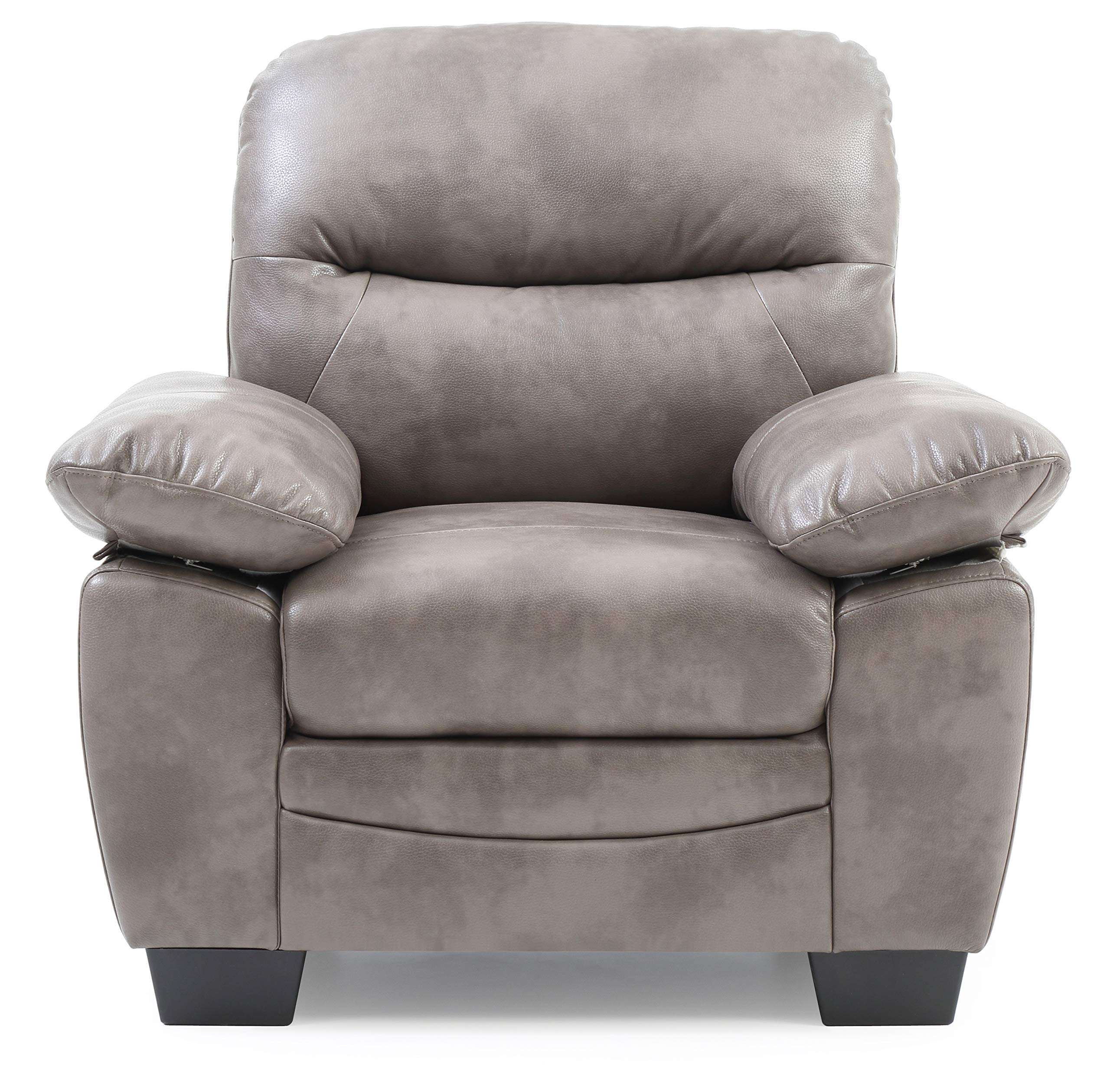 Glory Furniture Upholstered Arm Chair - Gray Faux Leather Living Room Accent Chair for Home Office, Lounge & Reading Nook