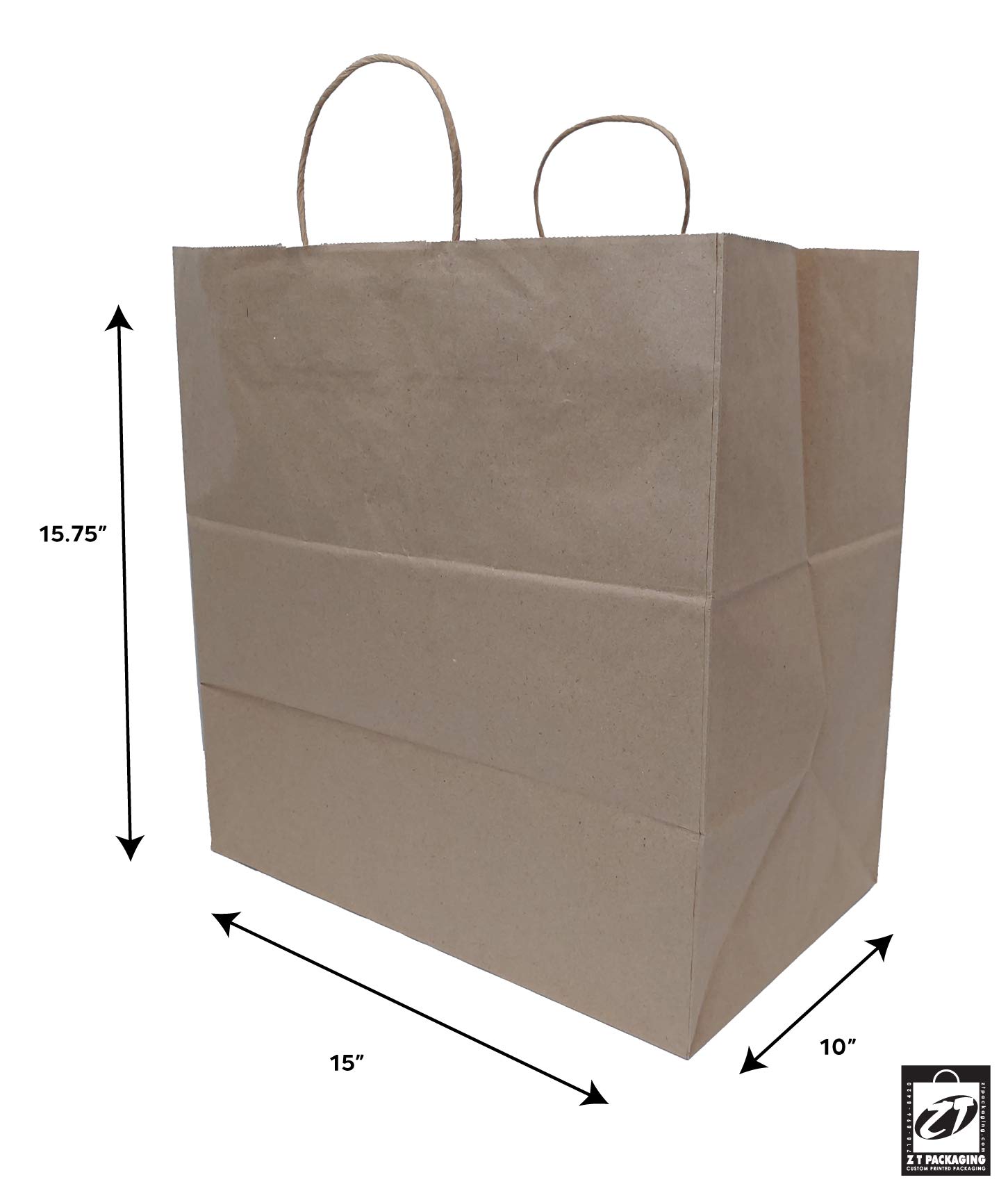200-Pack Kraft Paper Take Out Bags with Wide Gusset (15.5x10x15.75x10 Inches) - Eco-Friendly Food Delivery Bags for Restaurants, Catering & Bakeries - Fits Half Tray Catering Pans, 9