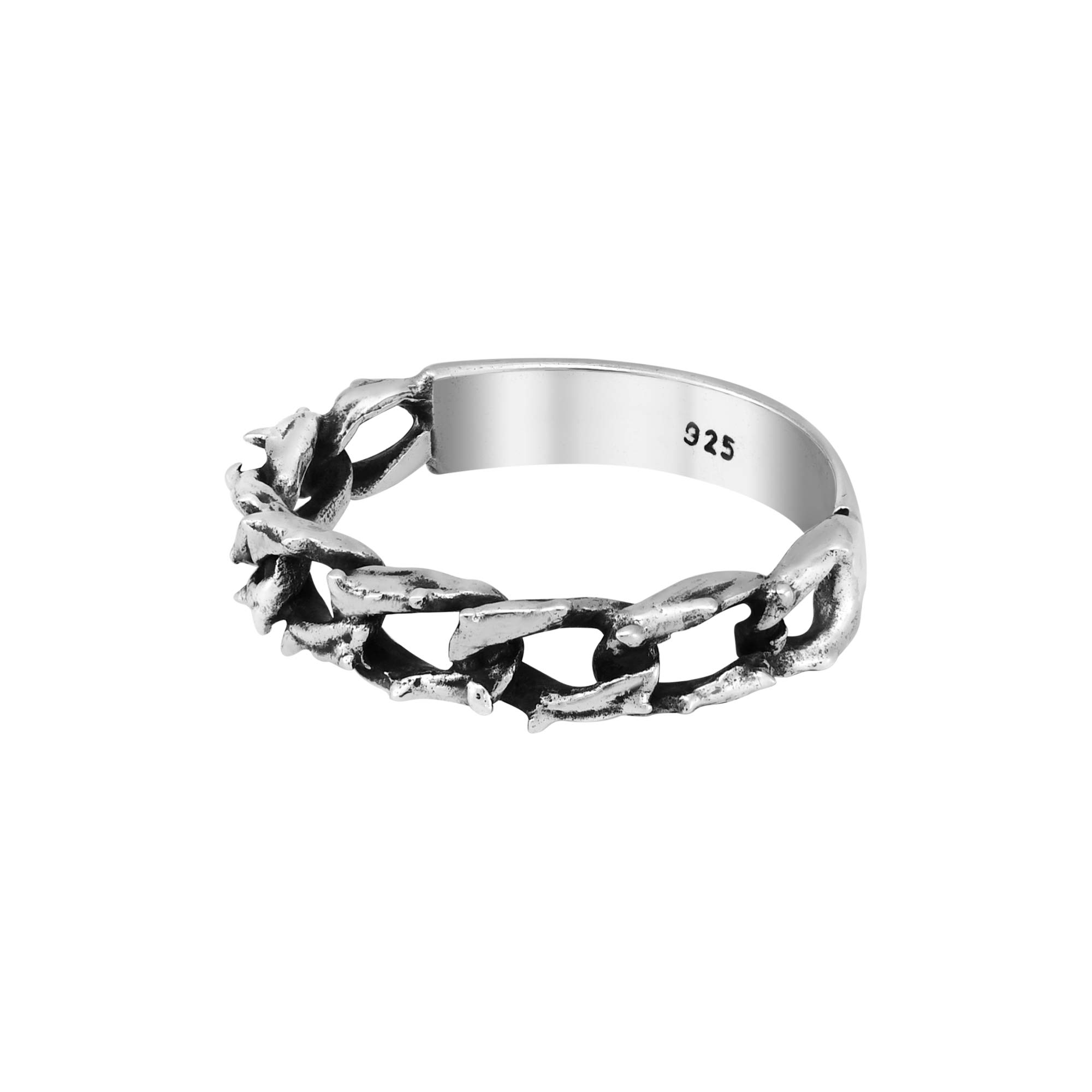 AeraVida .925 Sterling Silver Barbed Wire Band Ring for Women & Men | Classic Biker Wedding Ring | Trendy Comfort Fit Unisex Couple Ring | Size 7-10 | Perfect for Biker Weddings, Anniversary Gifts & Everyday Wear