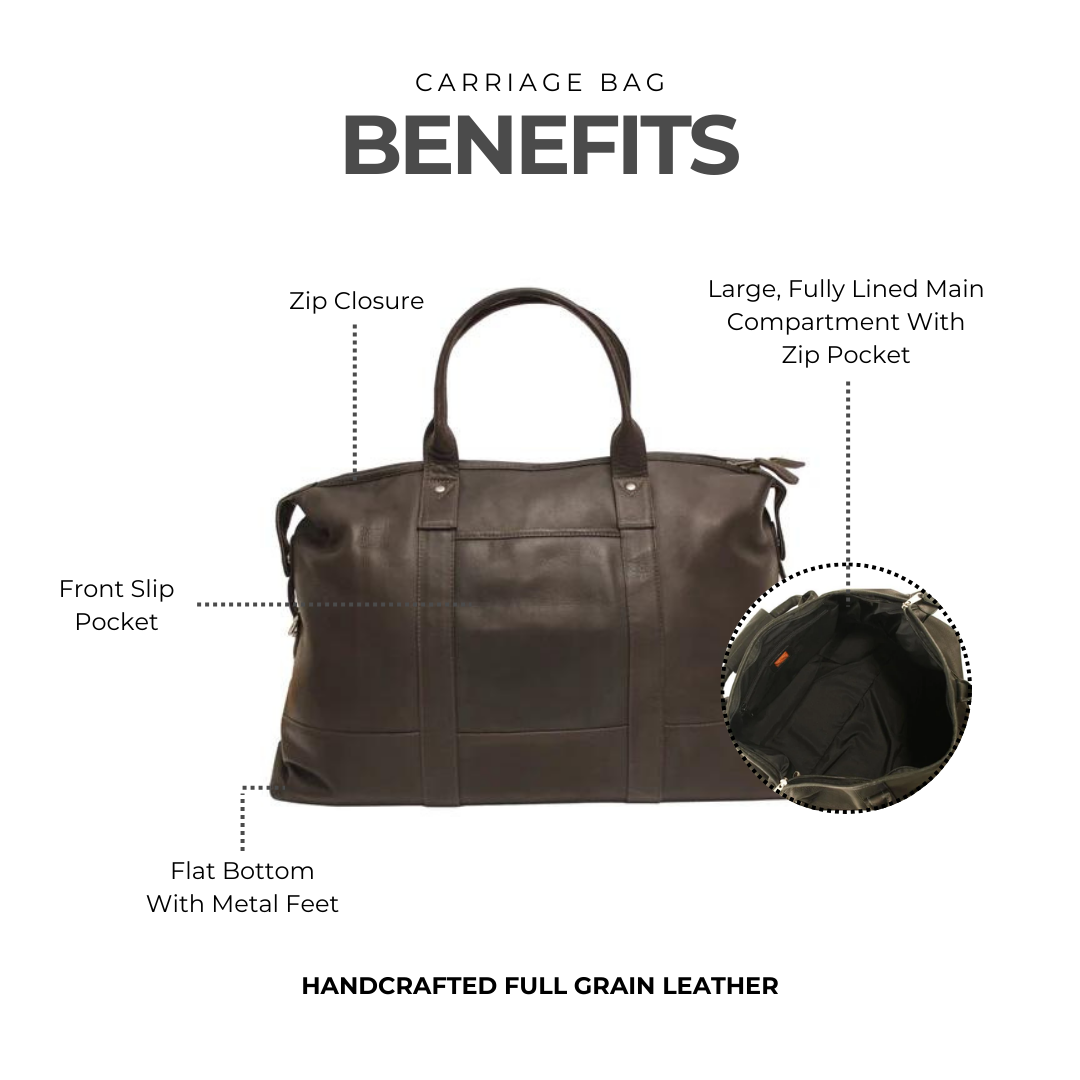 Premium Leather Carriage Bag for Women - Stylish & Durable Crossbody Handbag for Travel, Work & Everyday Use