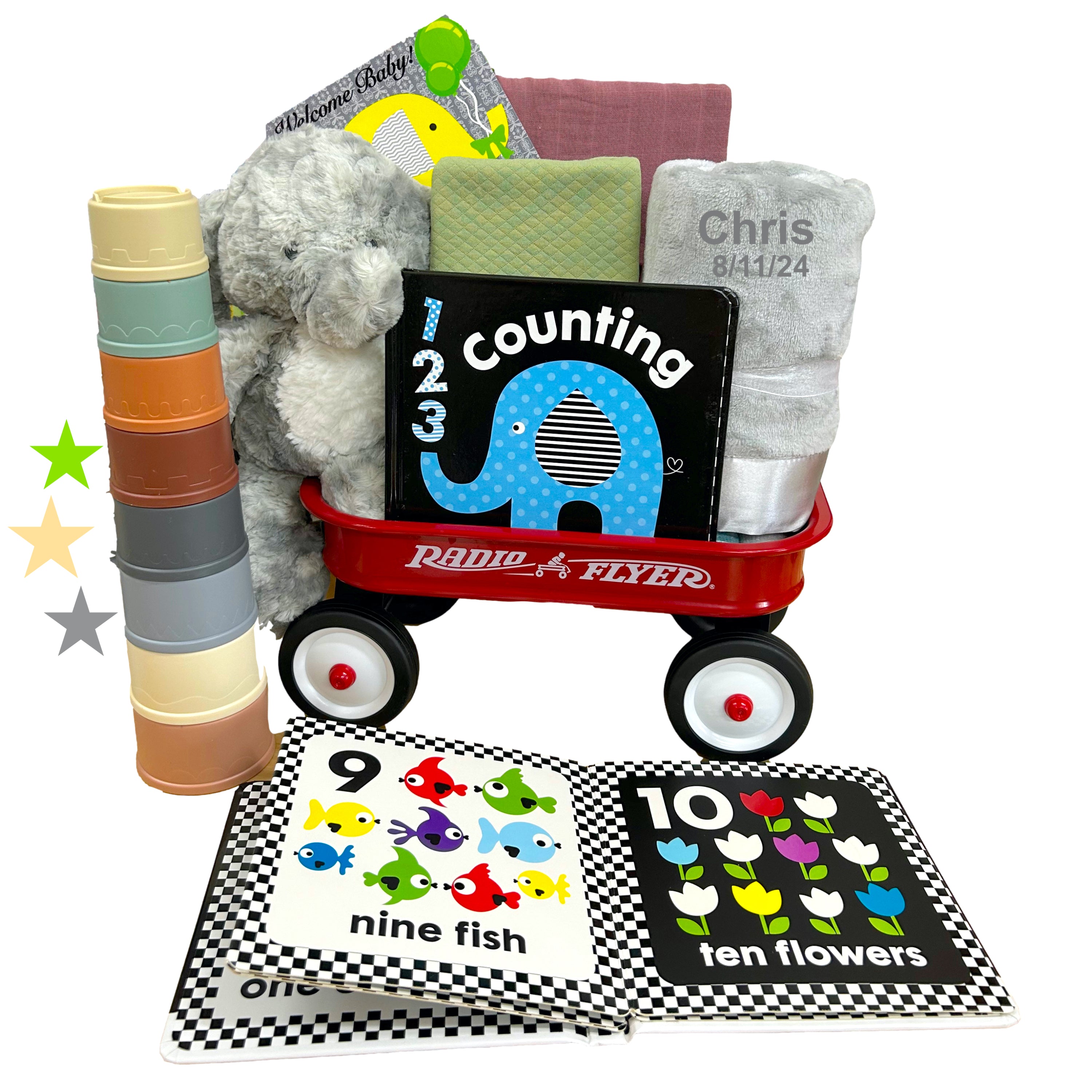 123 Count With Me Wagon Gift Set - Educational Toddler Learning Toy for Numbers & Counting - Perfect for Birthday Gifts, Preschool Activities & Early Childhood Development