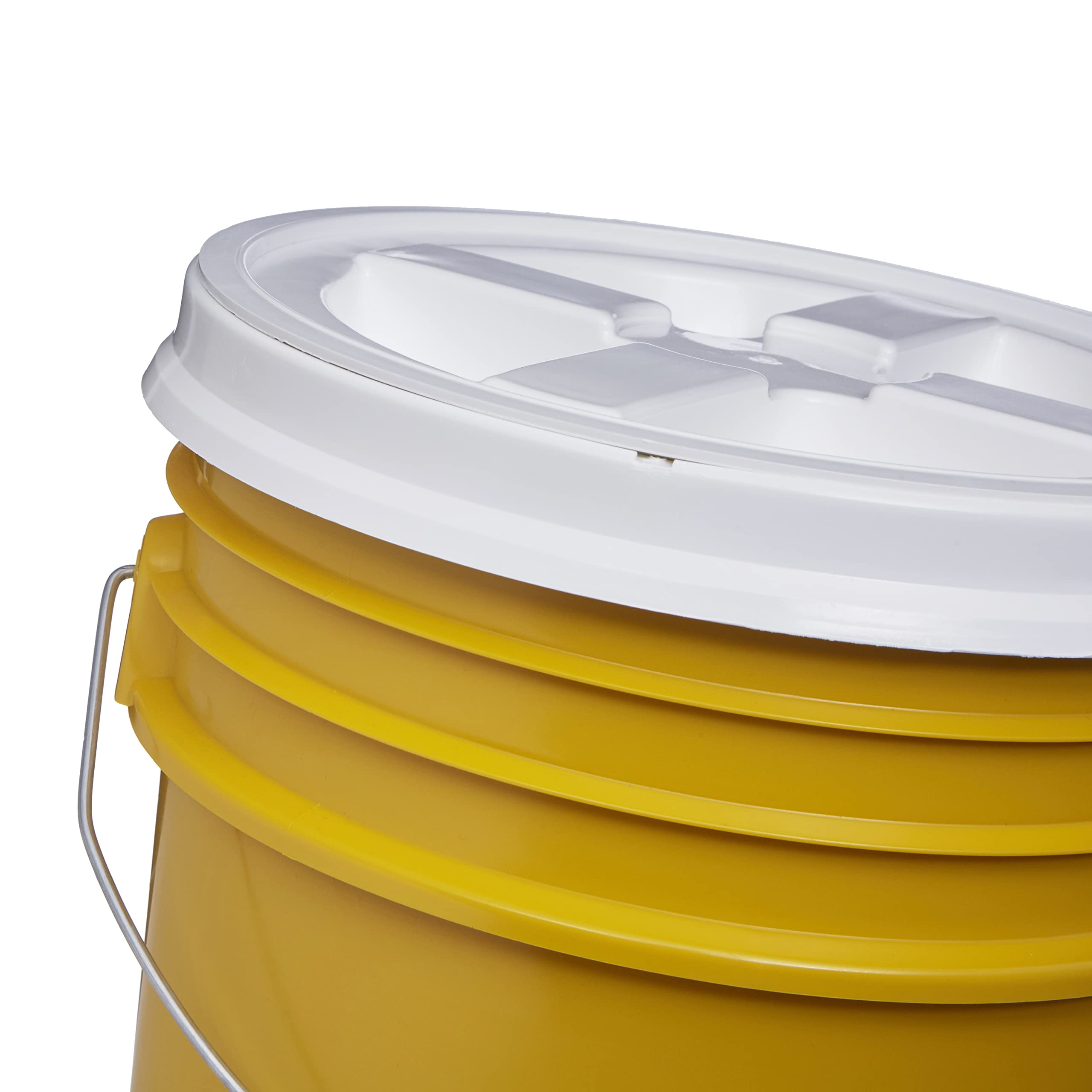 Premium 5 Gallon Bucket with Gamma Seal Lid - Heavy Duty HDPE Yellow Food Grade Container - Ideal for Food Storage, Gardening, Home Organization & Emergency Preparedness