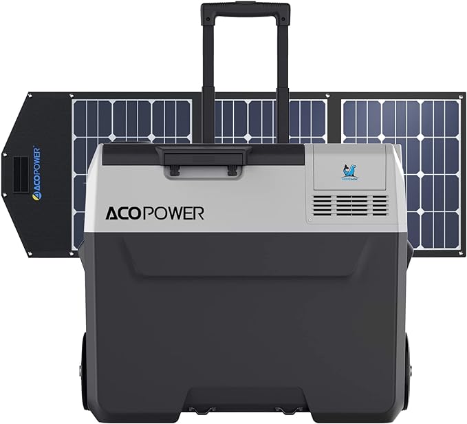 Acopower 30/32 Quarts Portable Battery Fridge with Solar Panel - Perfect for Camping, Road Trips & Outdoor Adventures