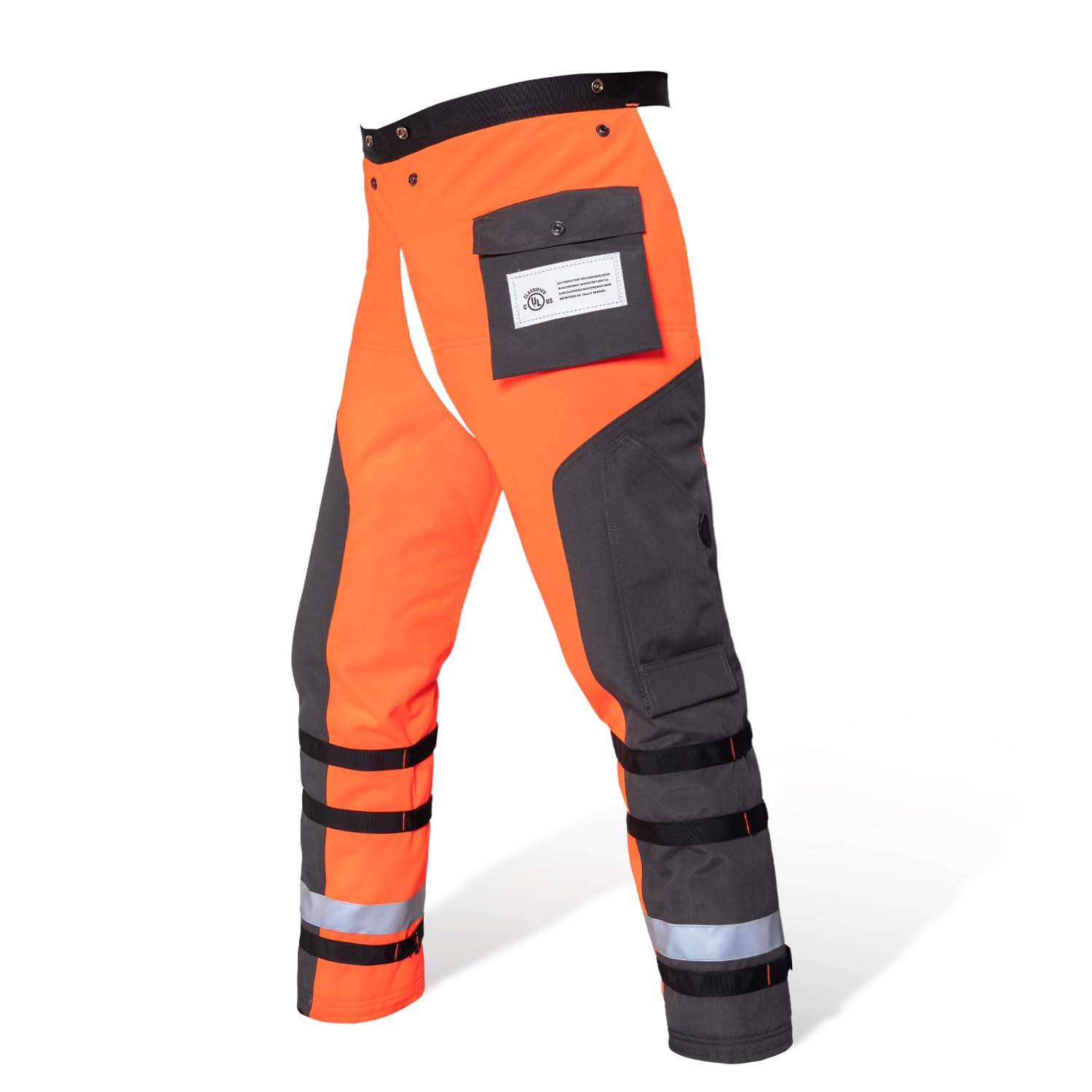 UL Class A Certified 8-Layer Chainsaw Chaps - Orange & Black Safety Apron for Professional Loggers & Woodworkers - Perfect for Tree Cutting, Lumber Work & Outdoor Protection
