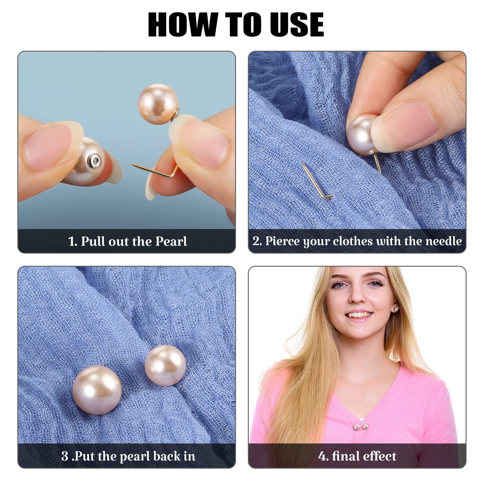 WILLBOND 6 Pack Elegant Artificial Pearl Brooch Pins - Anti-Slip Neckline Safety Pins & Sweater Shawl Clips for Women - Perfect for Wedding, Party & Dress Decorations (2 Stylish Designs) - Great for Formal Events, Bridal Accessories & Outfit Security